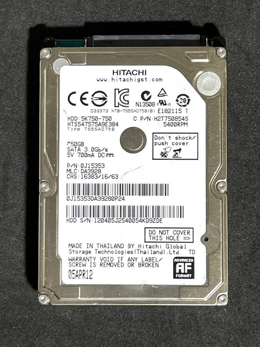 750GB  [Usage time: 1074h] HTS547575A9E384 / HGST/ Hitachi Travelstar 5K750 201