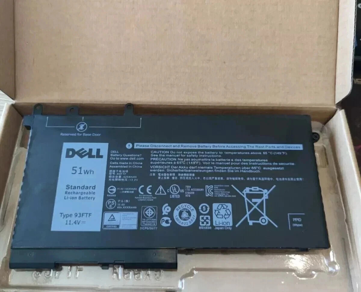 Genuine 51Wh 93FTF Battery For Dell Latitude 5488 5495 5591 5491 83XPC 4YFVG