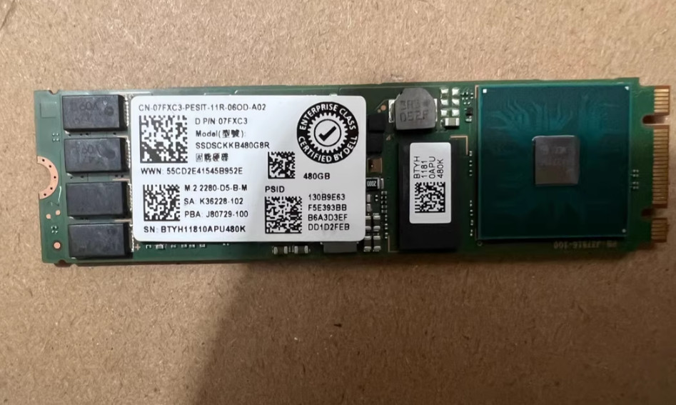 Used Dell 7FXC3 WCP9P 7RKD7 480GB M.2 2280 SATA SSD SSDSCKKB480G8R BOSS Card