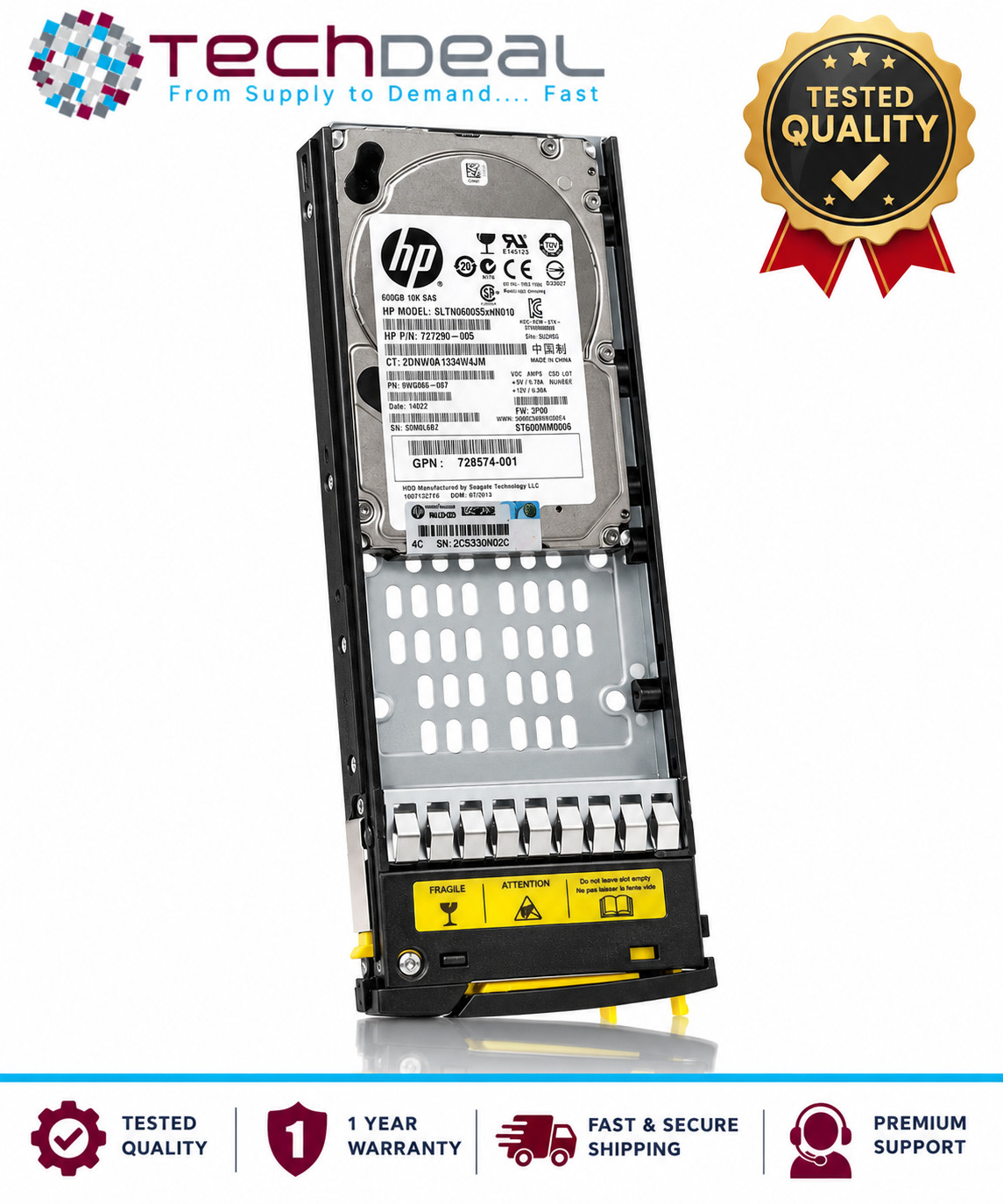 HP 600GB SAS 10K 64MB 6Gb 2.5 727290-005 728574-001 SLTN0600S5XNN010 ST600MM0006