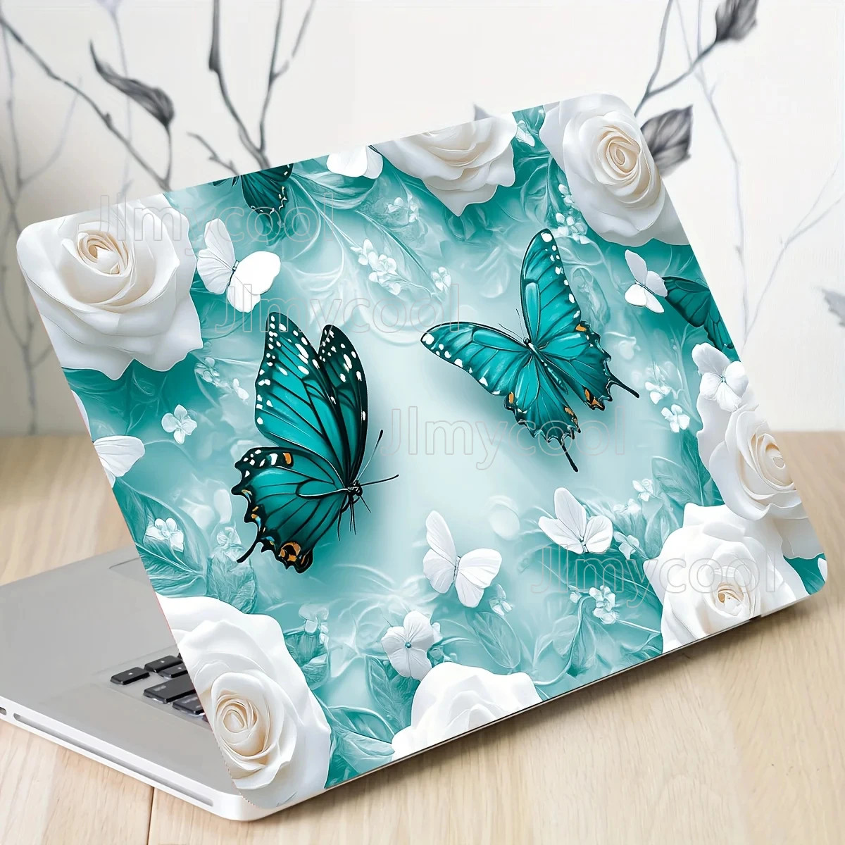 Vinyl Laptop Case Butterfly Floral Stickers 2Pack Scratch Resistant DIY Art Case