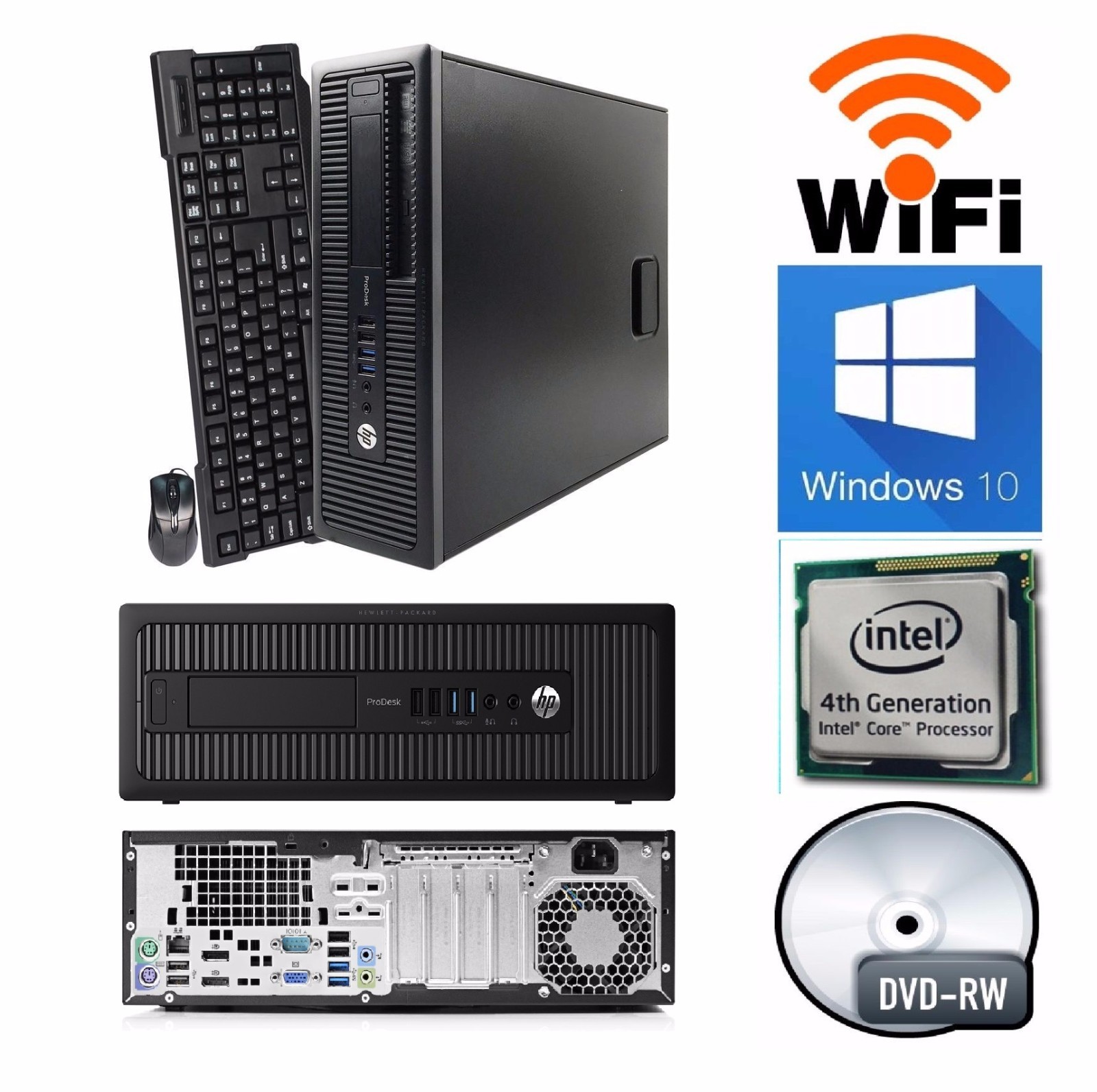HP Prodesk 600 G1 4TH Gen Core i5 3.6GHz Quad 8GB 500GB Windows 10 64Bit DVD/RW