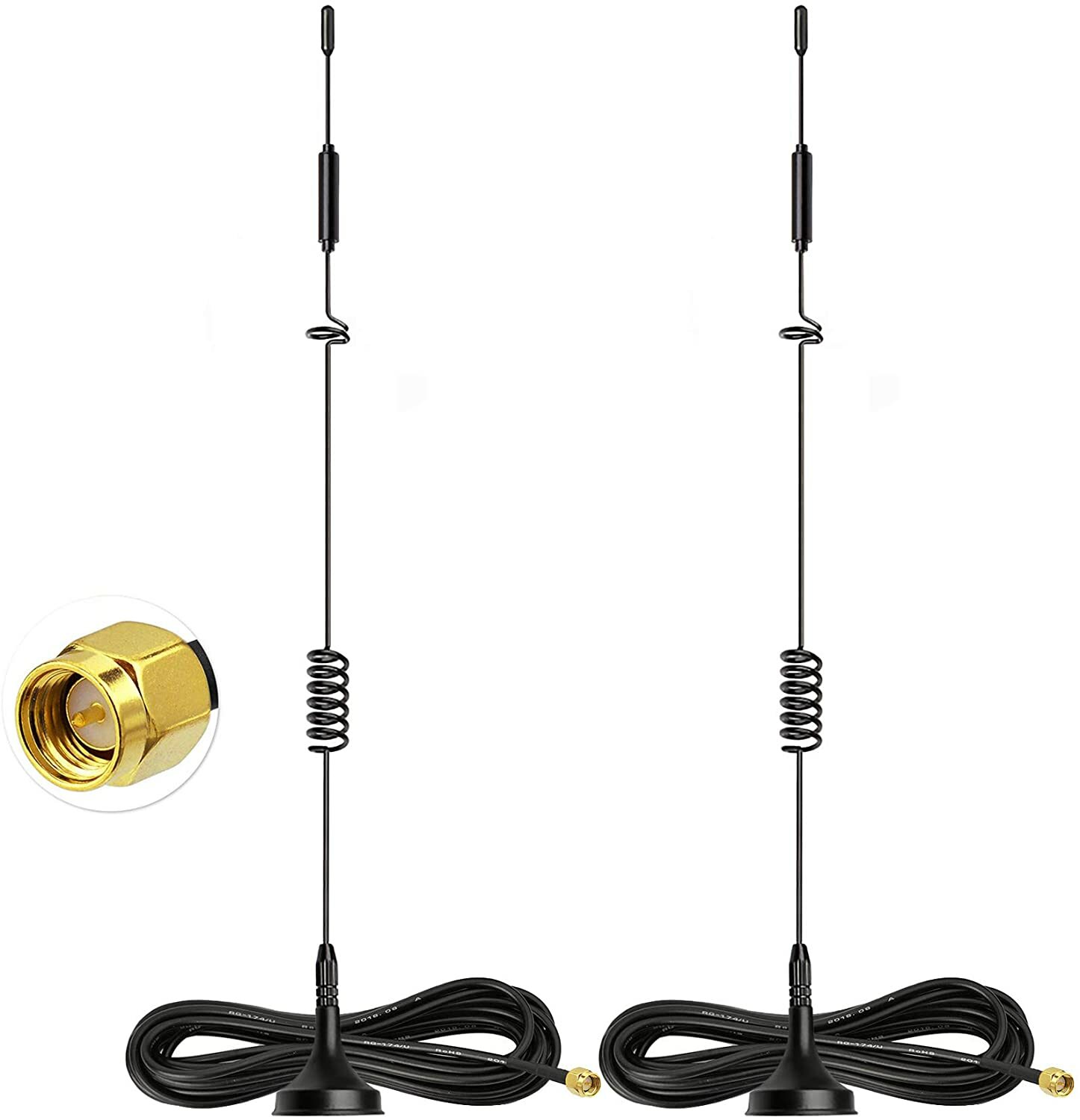 Bingfu 4G LTE Antenna 8dBi Magnetic Base Antenna MIMO SMA Male Antenna 2x Aerial