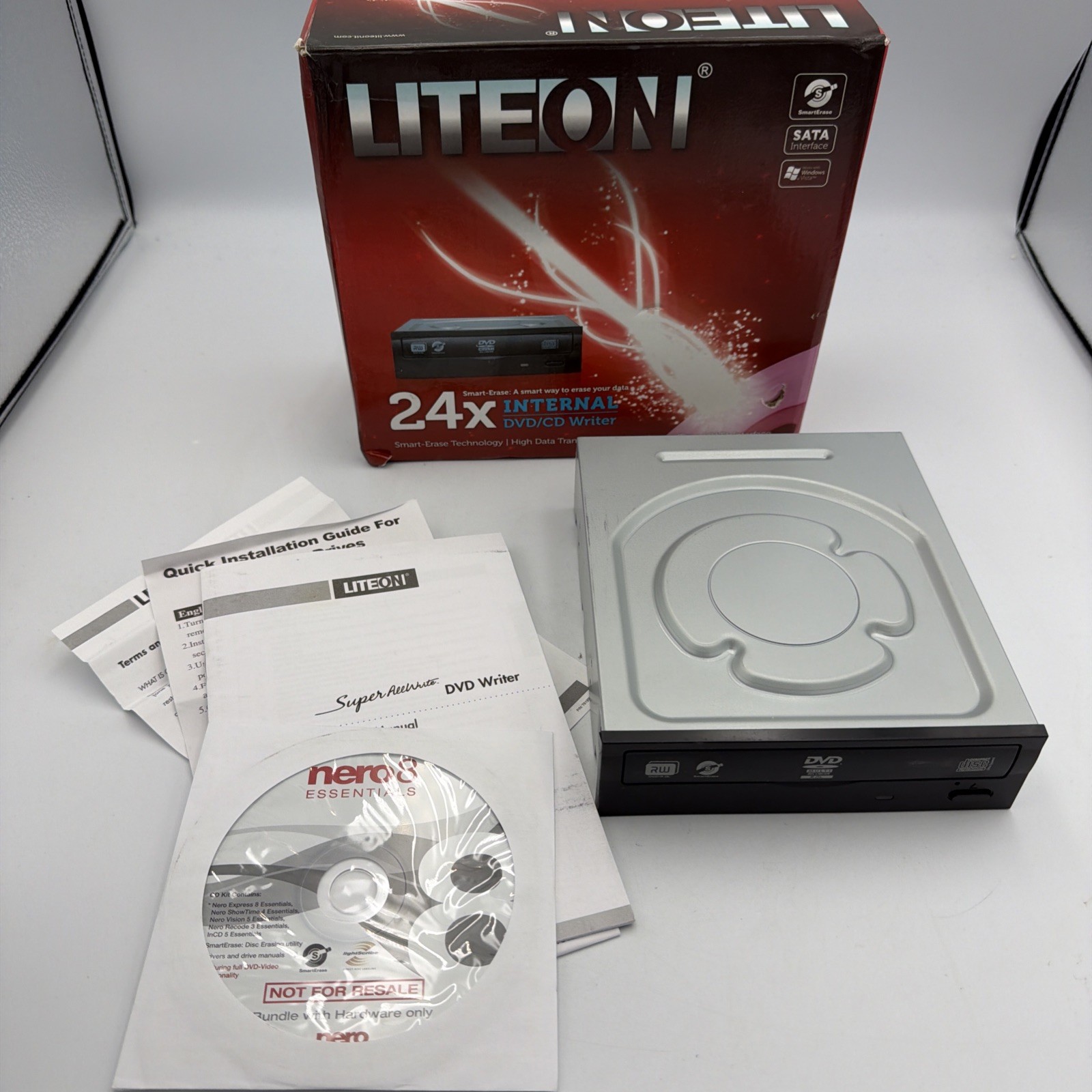 Lite-On 24x SATA Internal DVD/RW Optical Drives IHAS324 Black M-Disc Smart Burn