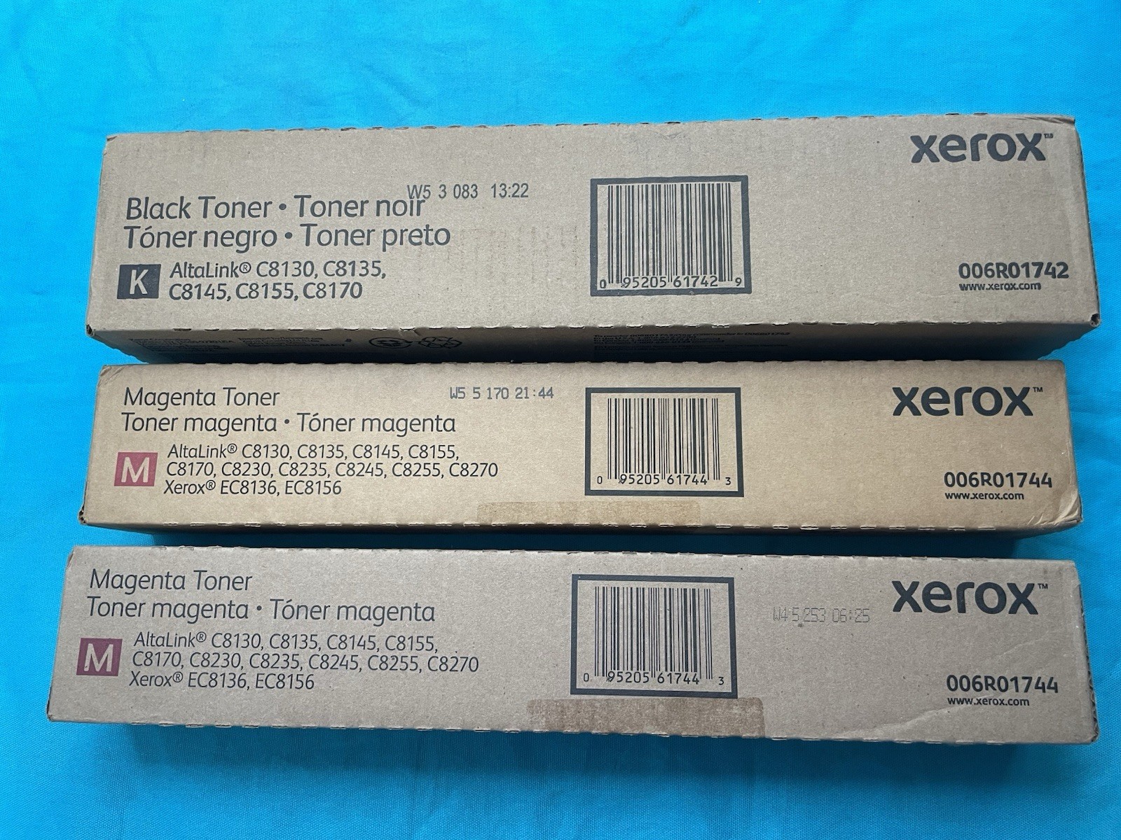 Lot of 3 Xerox Toners - 006r01744 (2) 006r01742 (1) - All New & Sealed Genuine