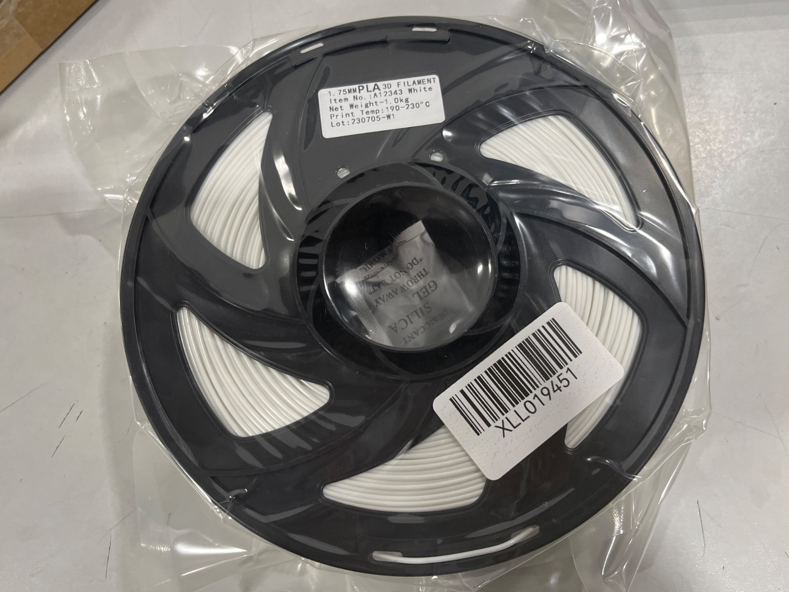 HATCHBOX 3D PLA-1KG1.75-BLK 1.75 mm -1 Kg Spool 3D Printer Filament White - NEW