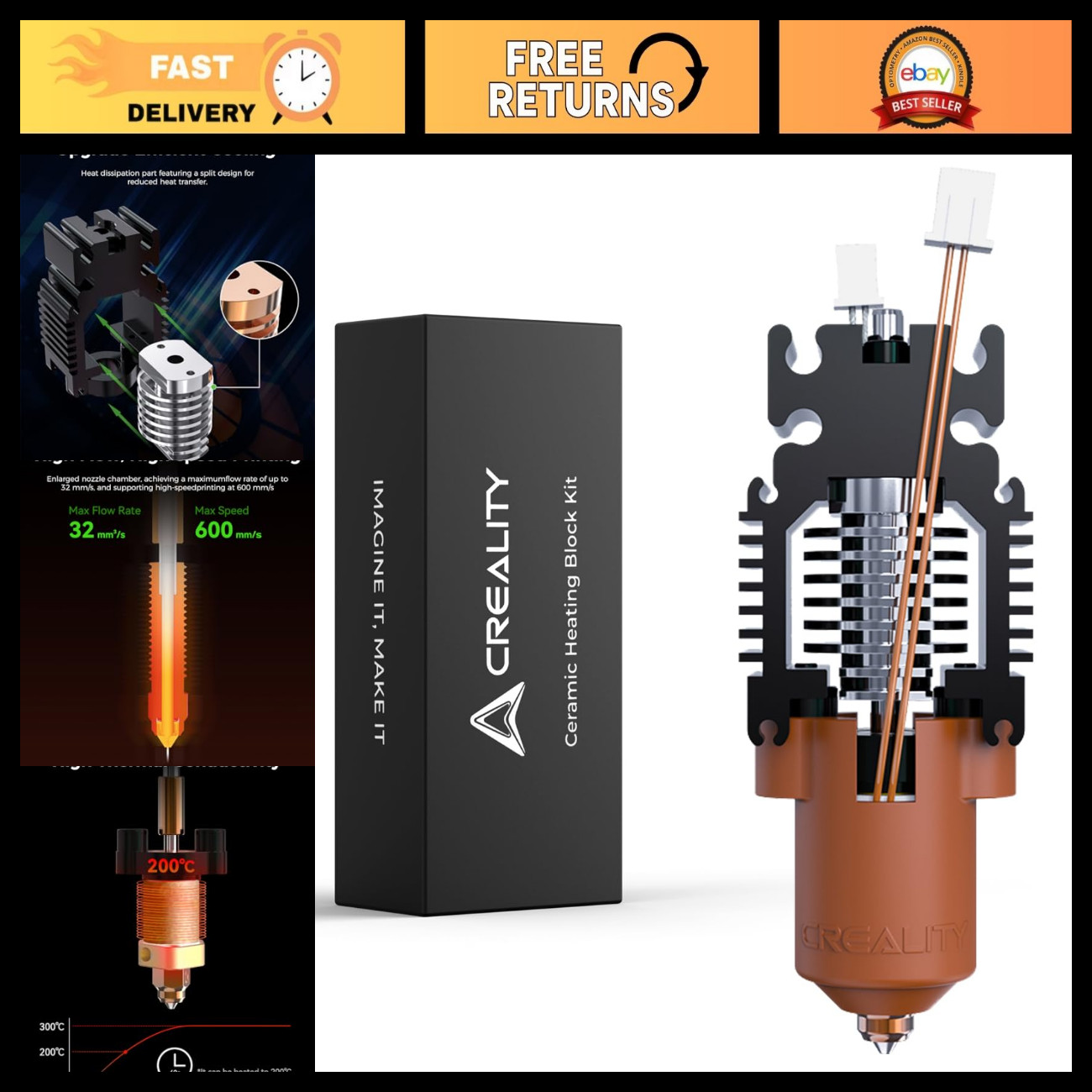 Upgrade Hotend Kit for Ender 3 V3 SE/KE - Quick-Swap Nozzle, 300°C, 600mm/s Prin