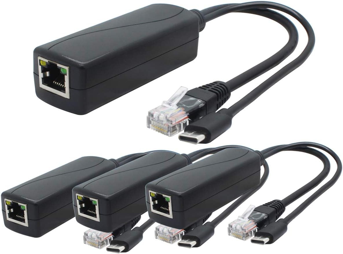 ANVISION 4-Pack 5V Poe Splitter, USB Type C, 48V to 5V 2.4A, IEEE 802.3Af