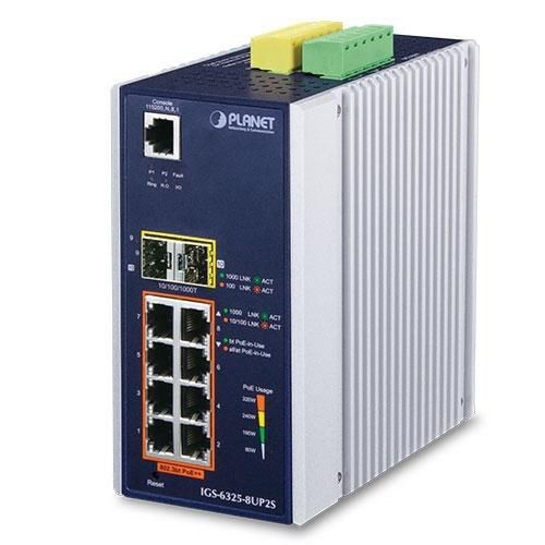 Planet IGS-6325-8UP2S P30 DIN-Rail Industrial L3 8P 10/100/1000T 802.3bt PoE ~E~