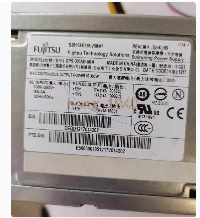 Used 1PCS Fujitsu W510 W530 power supply DPS-300AB-56 A S26113-E566-V50-1