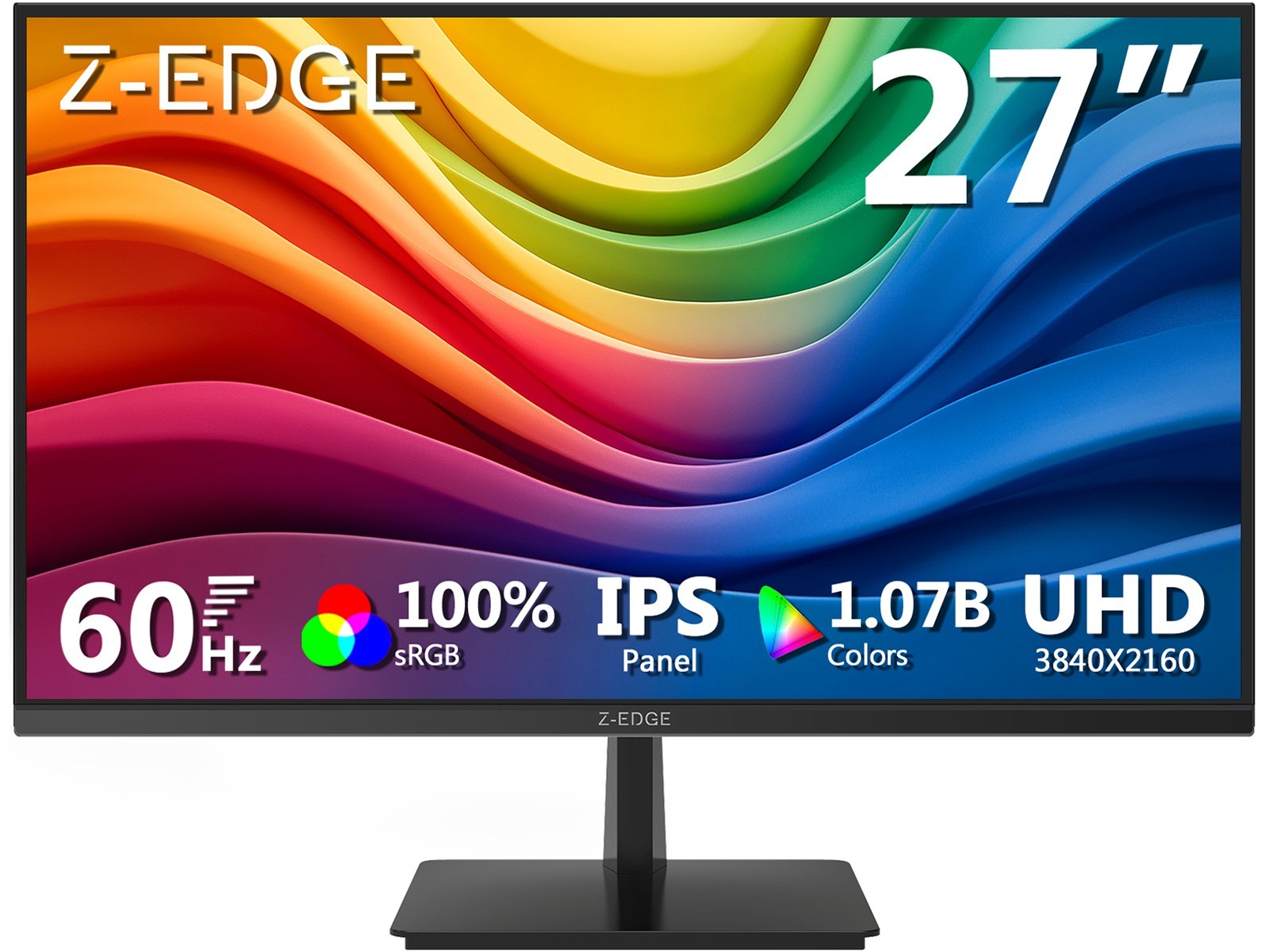 Z-EDGE 27" Ultra HD 3840x2160 100% sRGB 60Hz 5ms IPS 4K Monitor, HDMI x2, DP x2