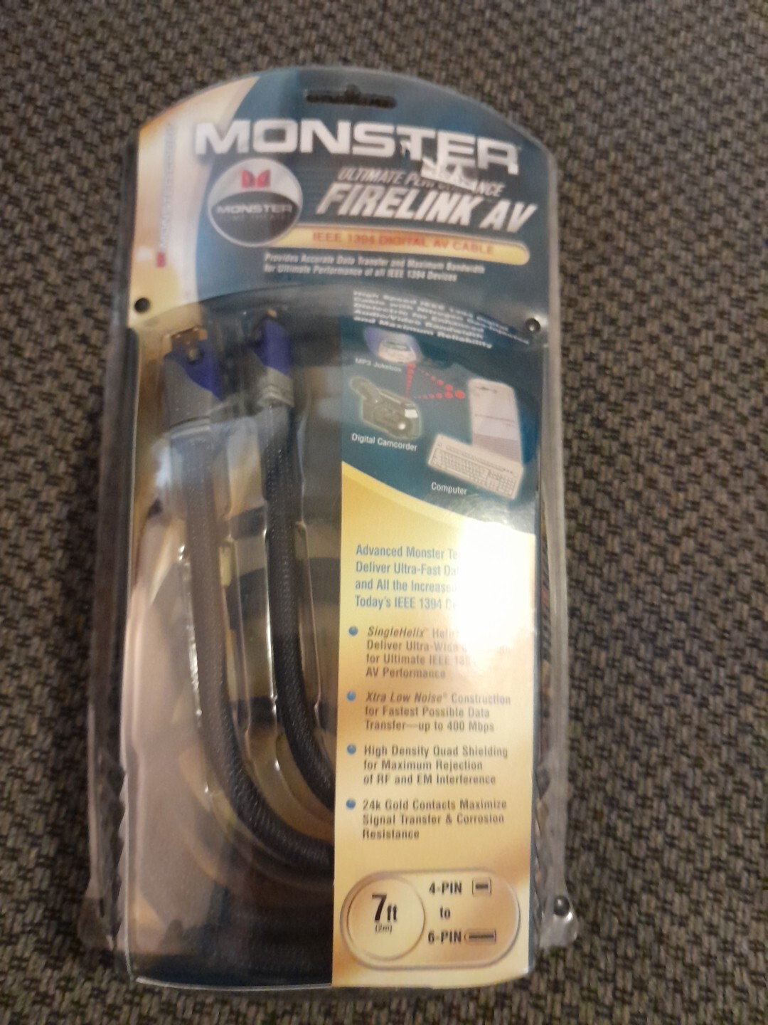 Monster Cable Ultimate Performance FireLink AV High Speed IEEE 1394 7FT ~ New