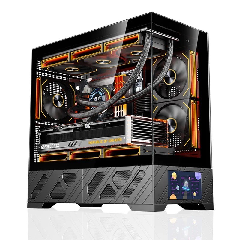 MATX PC Case 5.5 Display Panoramic Glass 360mm Water Cooling Computer