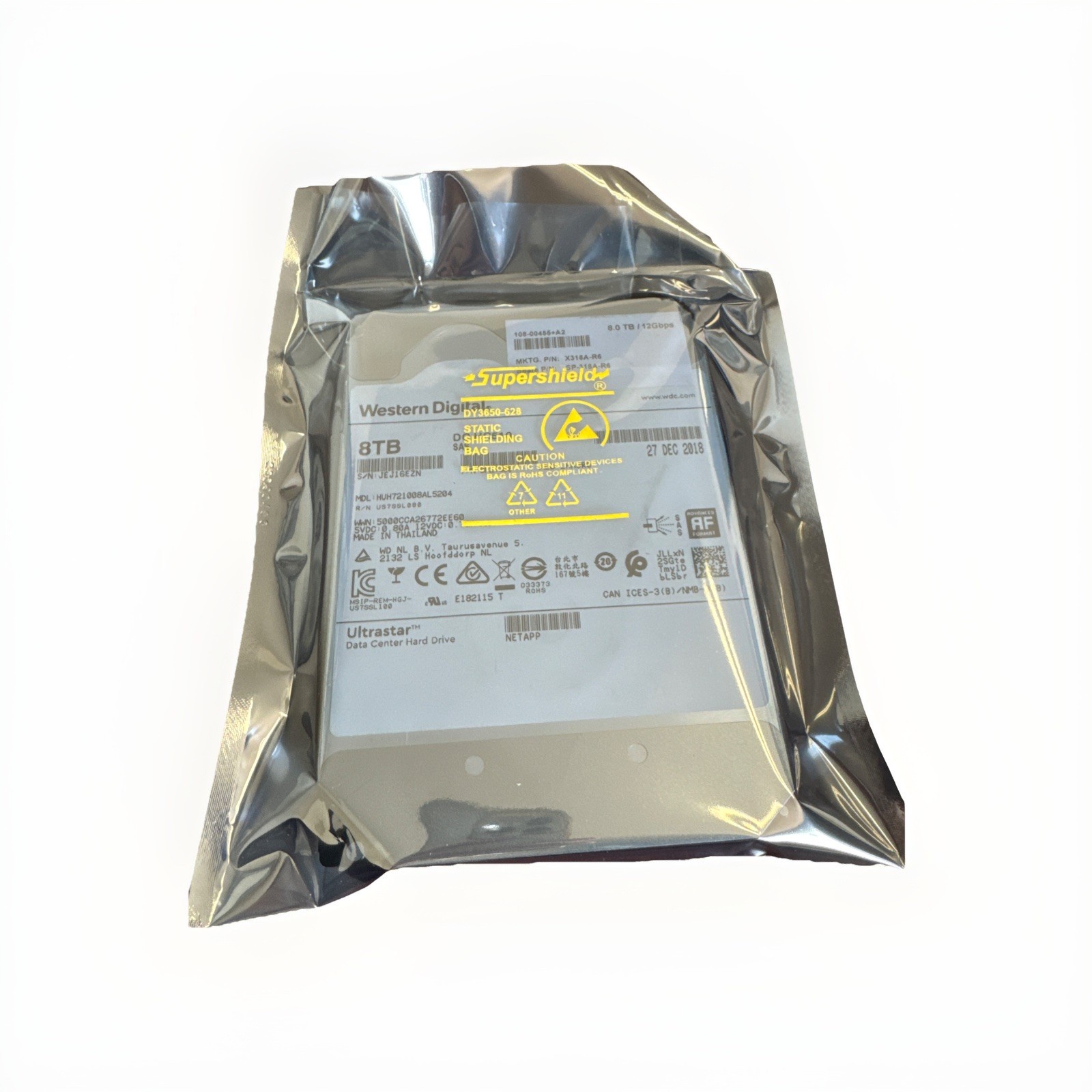 NetApp X376A 8TB 7.2K 3.5" SAS HDD HGST 0F27386 HUH721008AL5204 Enterprise Drive