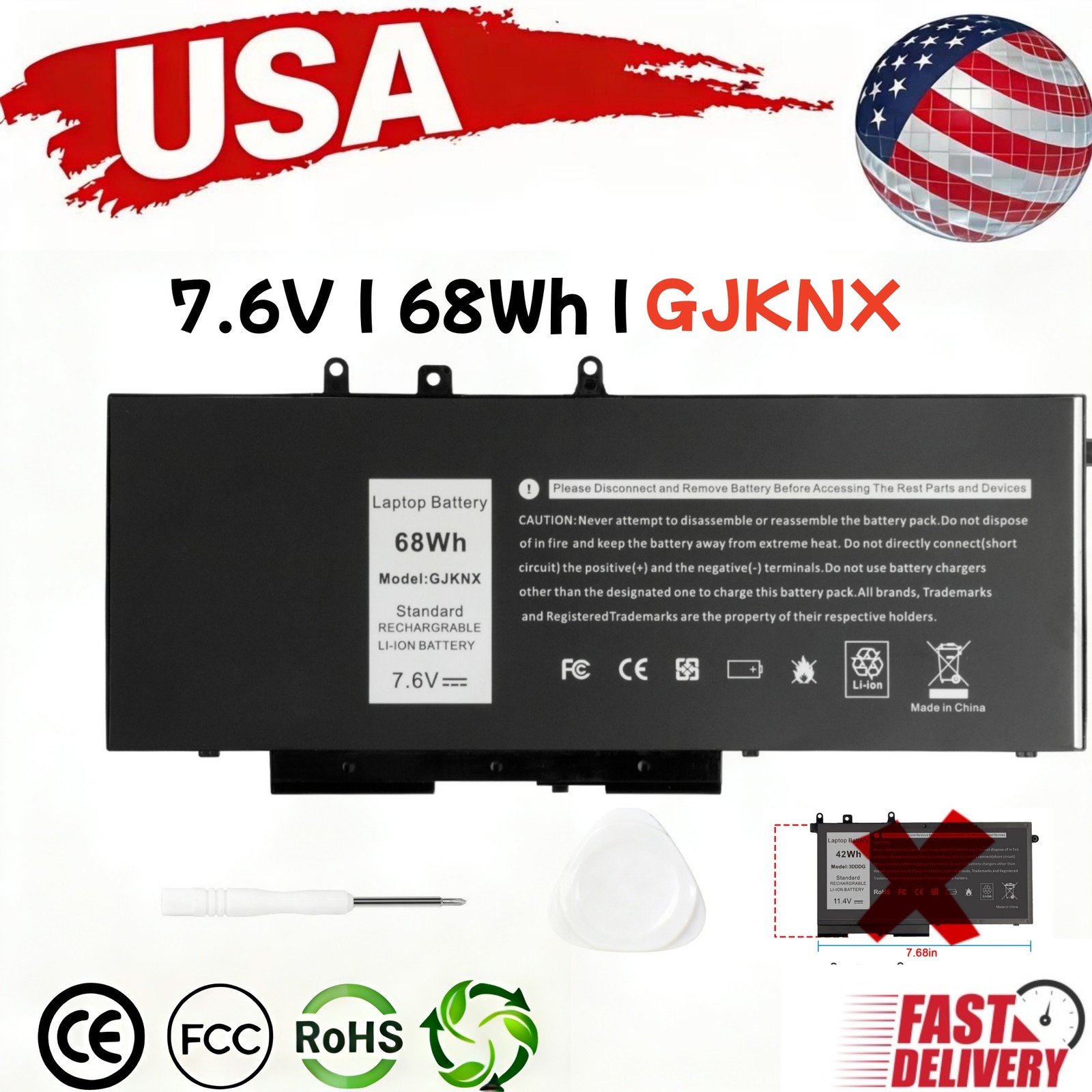 ✅LOT 50X GJKNX Battery For Dell Dell Precision 3520 3530 Latitude 5280 5480 5490