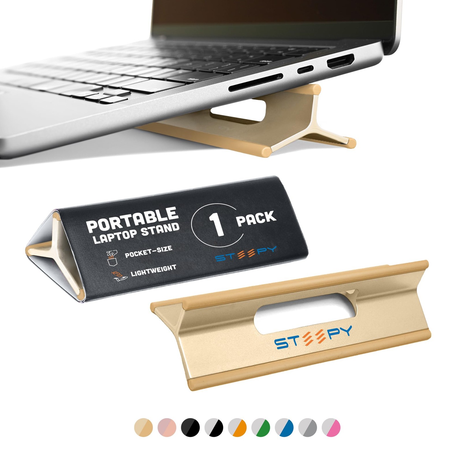 Portable Laptop Stand for Desk – Adjustable Height & Laptop Holder