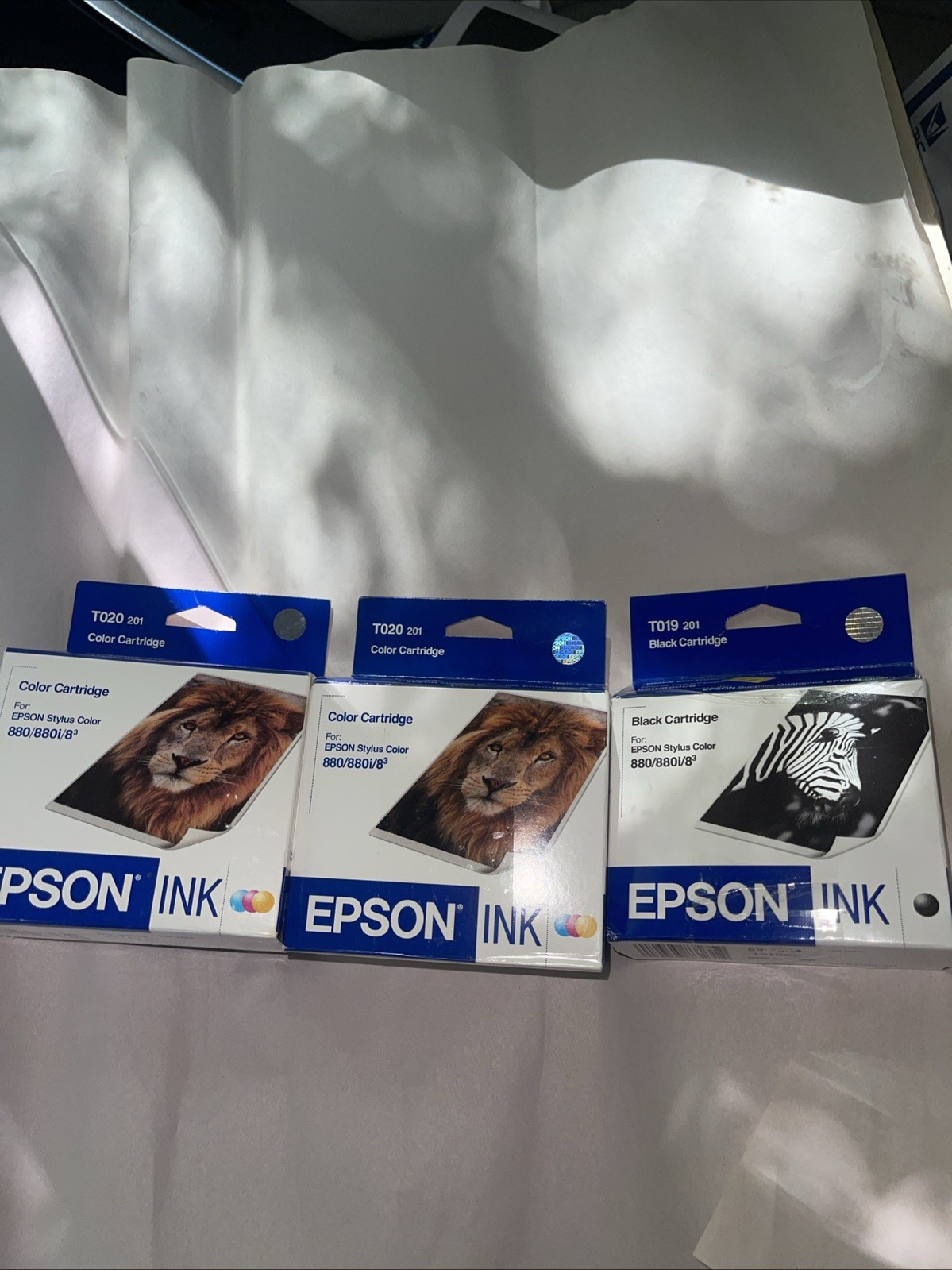 3 New EPSON T020 201  + COLOR Plus Blk INK CARTRIDGE. Expired Gtd. . 3 Boxed