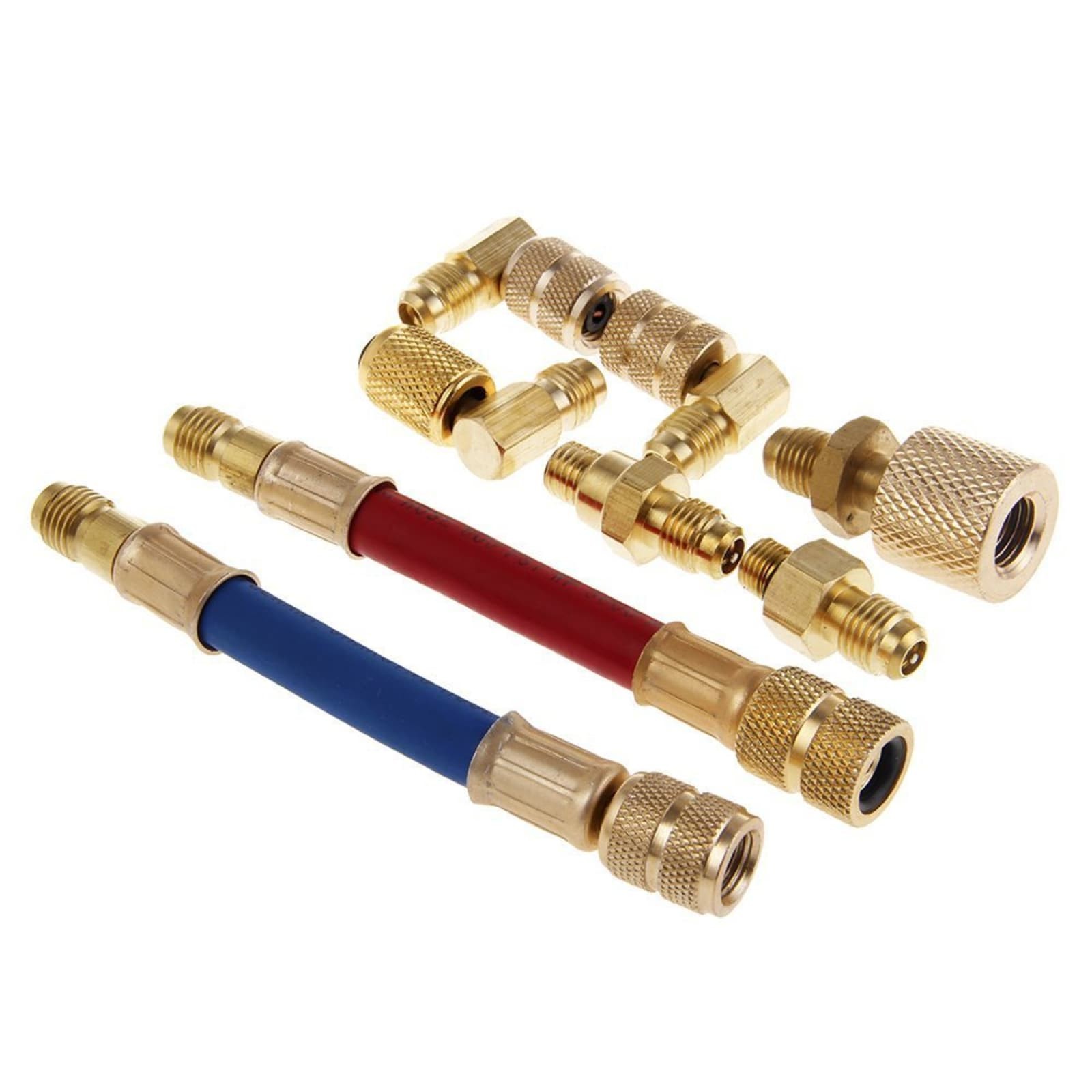 8-Piece R134A R12 Car A/C Refrigerant Hose Adapter Conversion Kit 1/4 Inch