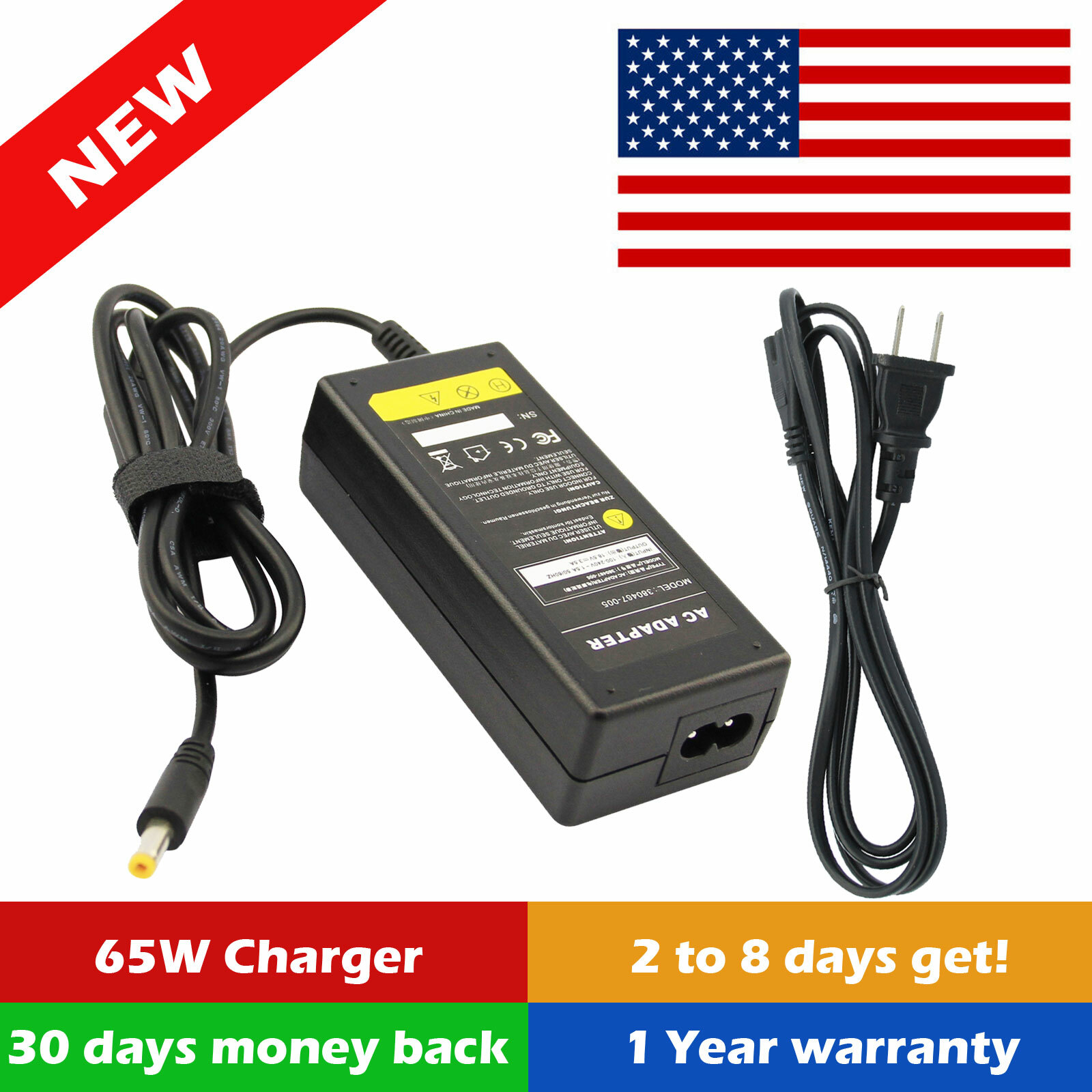 For HP Compaq Presario V1000 V2000 V3000 V5000 65W AC Power Adapter Charger