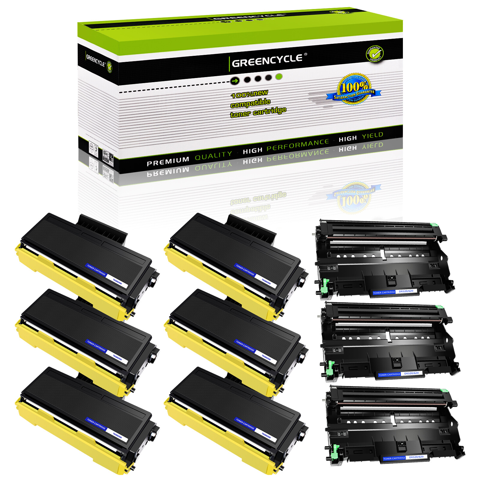 6PK DR620 + 3PK TN650 Drum Toner Fits for Brother MFC-8370 MFC-8690DW MFC-8880DN