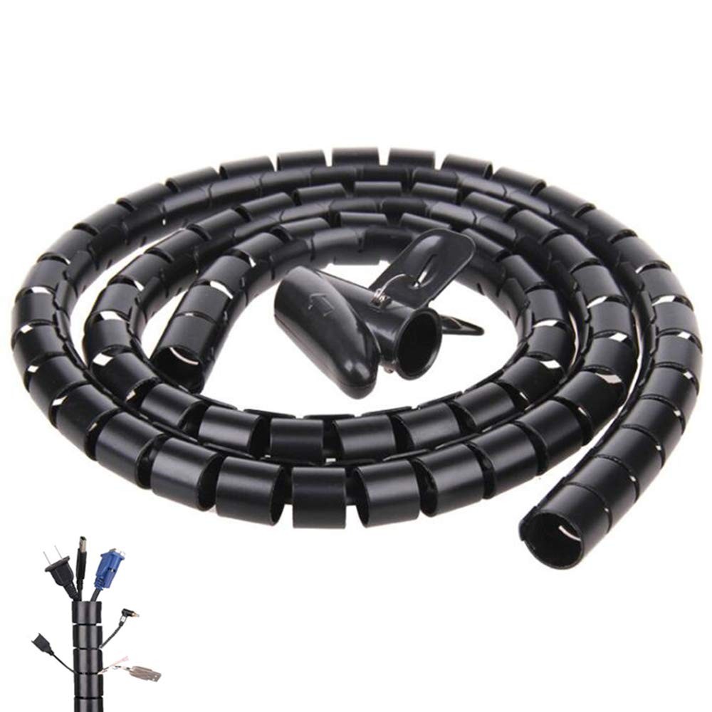 Black Spiral Winding Cable Management Pipe Wire Wrap Line Coiled Tube, Flexib...