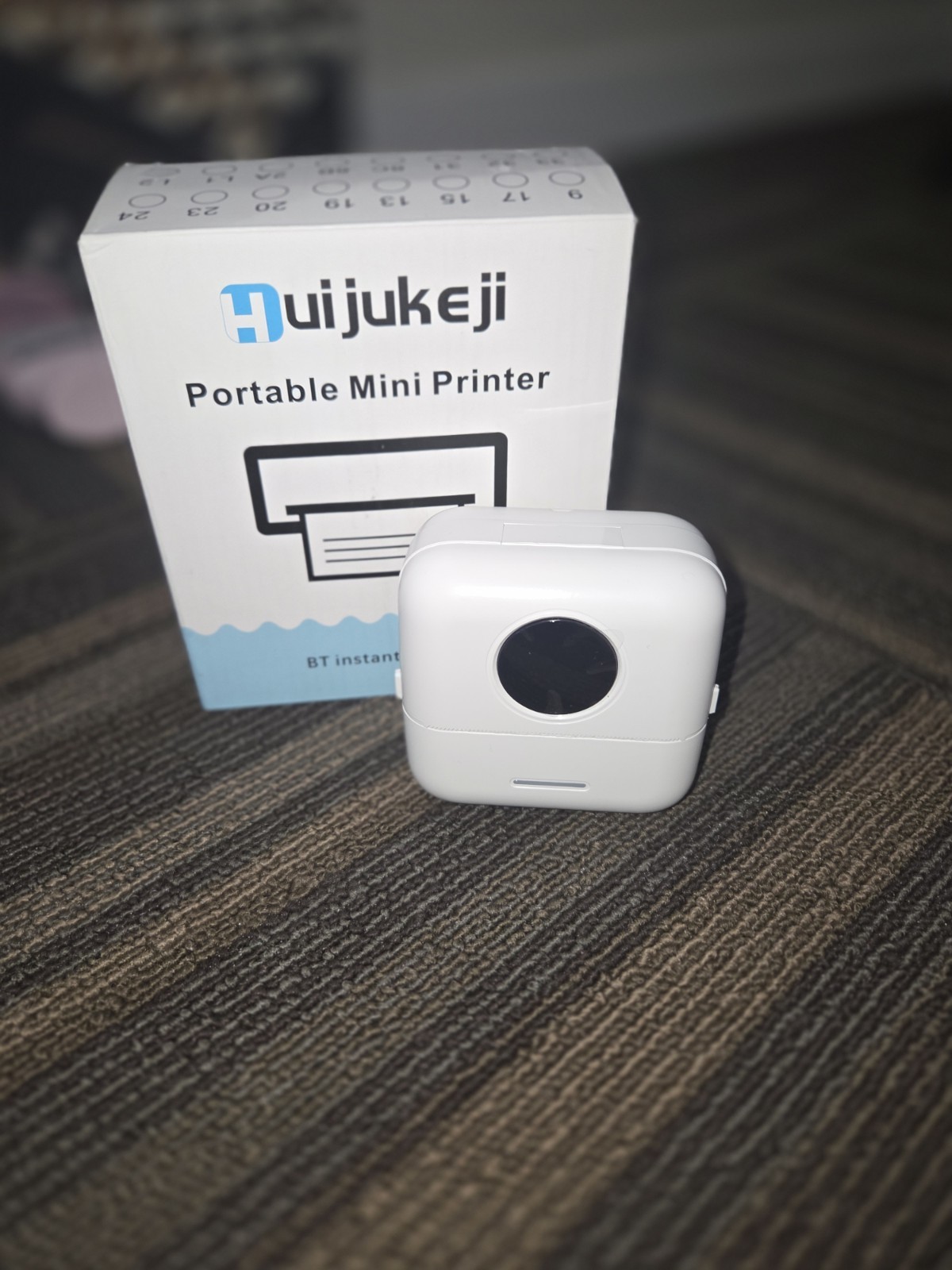 Huijukeji Portable Mini Printer Bluetooth Inkless Thermal Black & White Output 