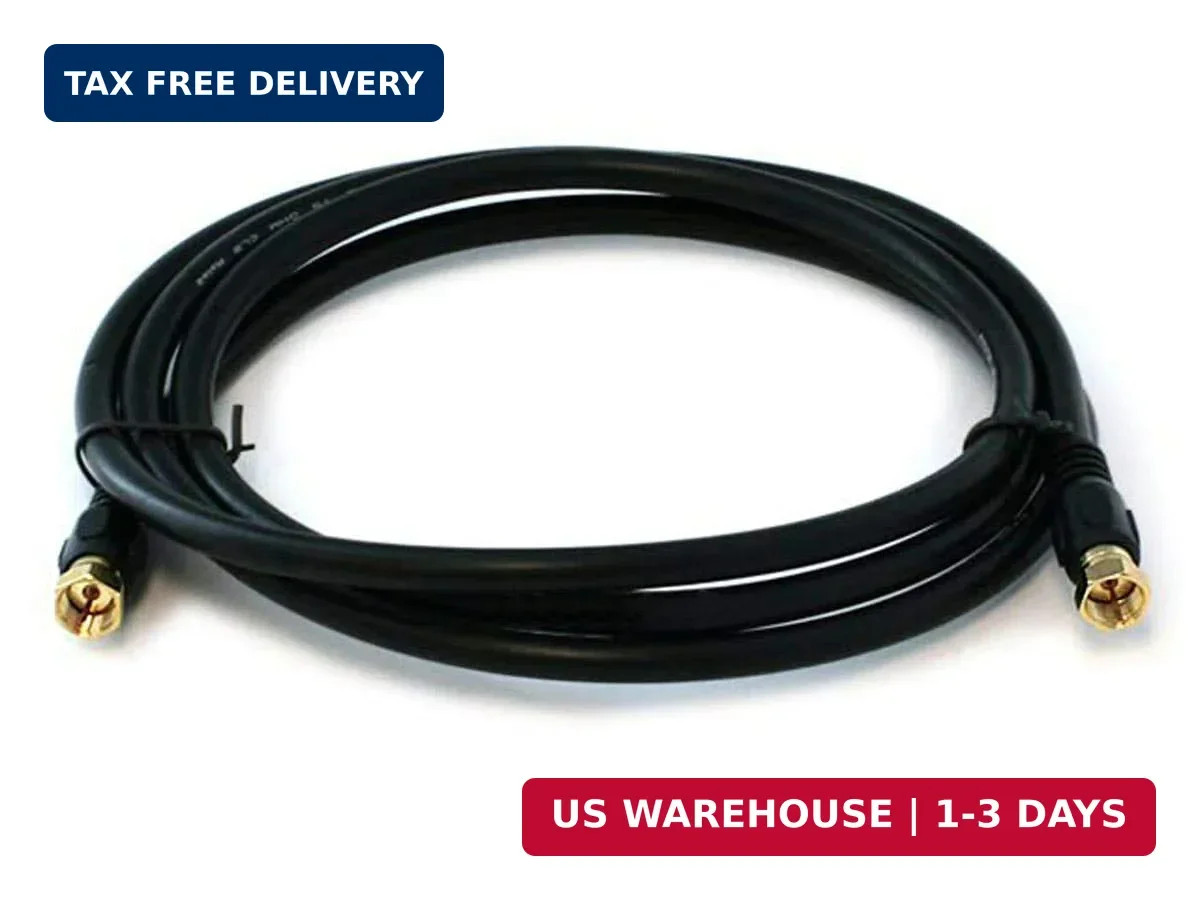 RG6 Quad Shield CL2 Coaxial Cable with F Type Connector - 18AWG, 75 Ohm, 6 Feet,