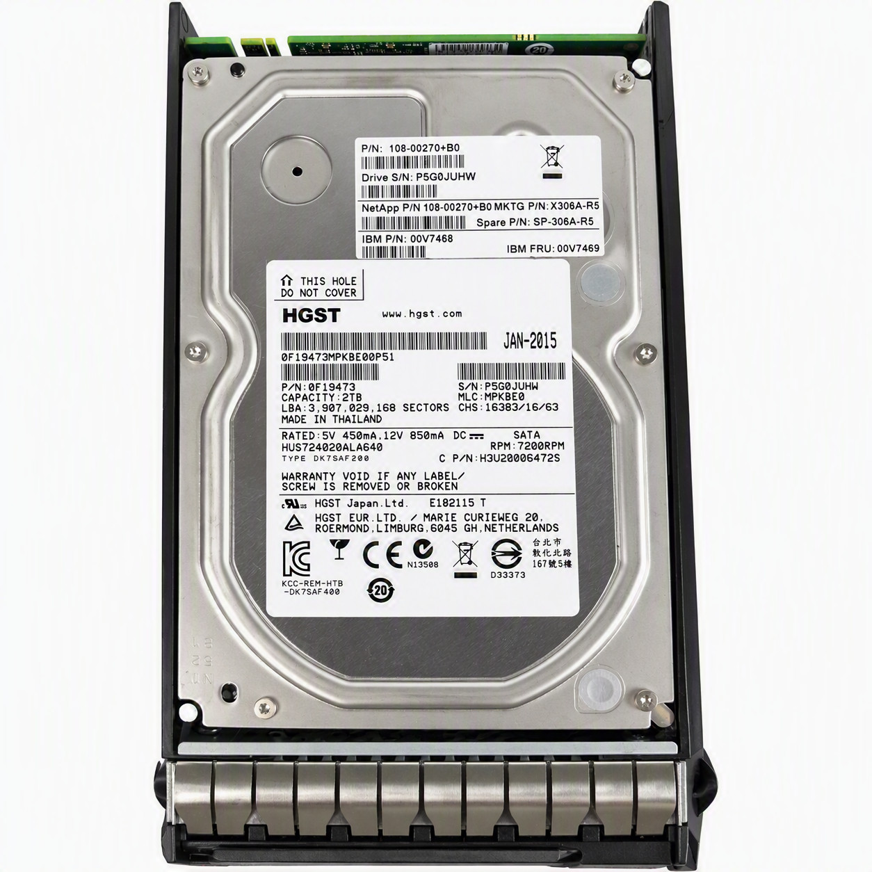 HGST Ultrastar 2TB 7.2K SAS 6Gb/s 3.5" Enterprise HDD w/ NetApp Caddy