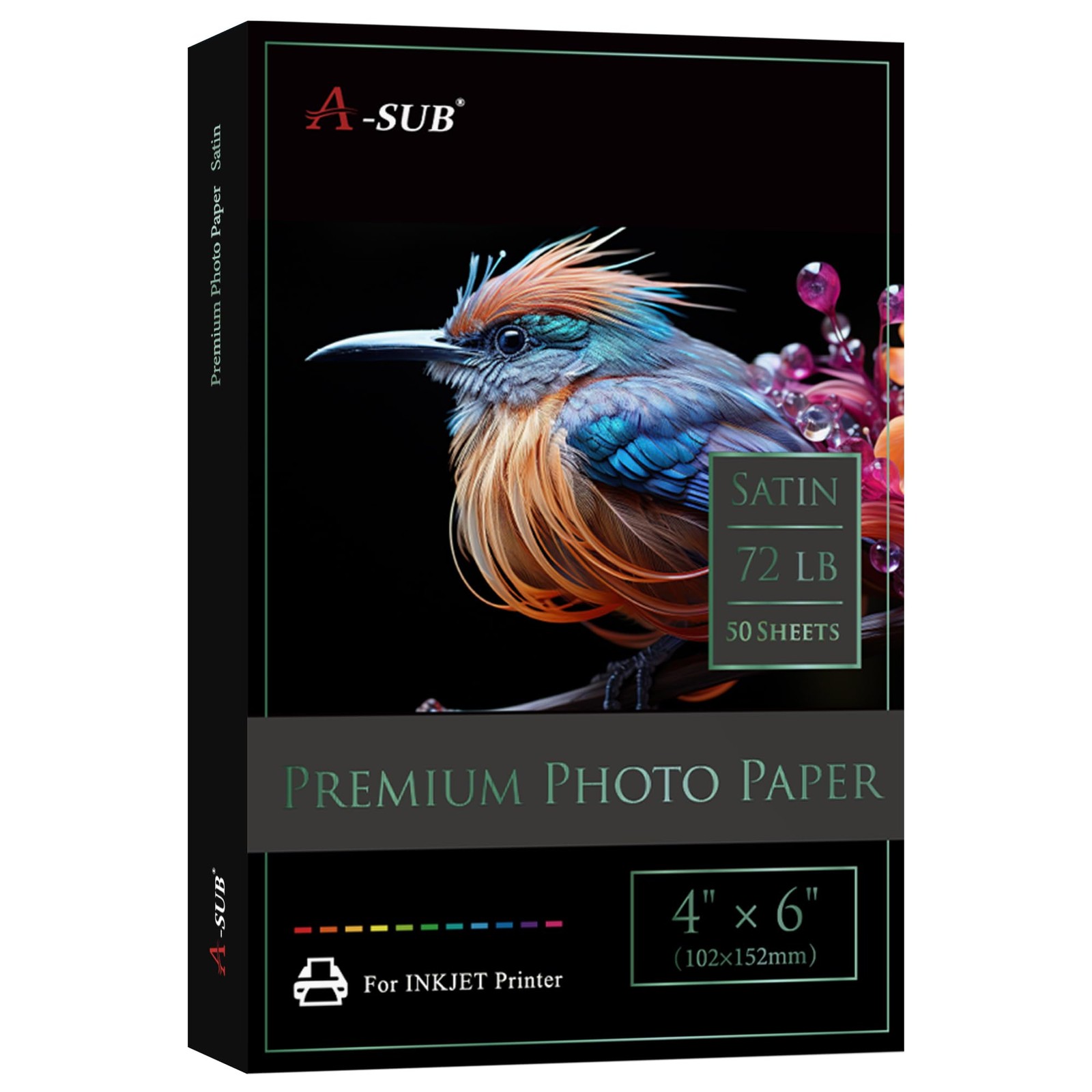 50 PCS Premium Photo Paper Satin 4x6 Inch 72lb For Inkjet Printers Single