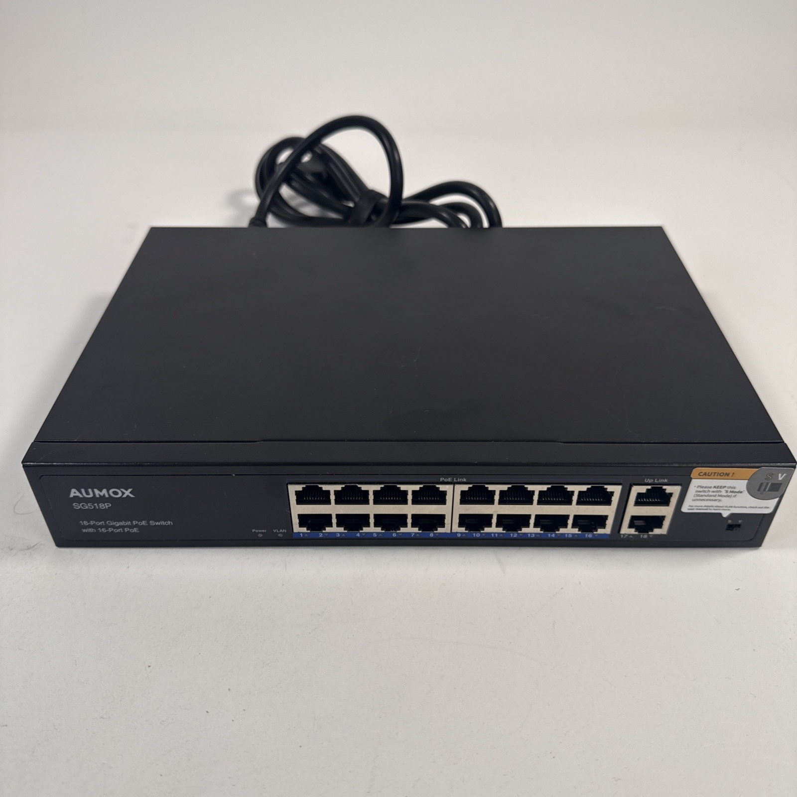 Aumox SG518P 18-Port Ethernet Gigabit Switch w/ 16-Port PoE & 2 Uplink Port 
