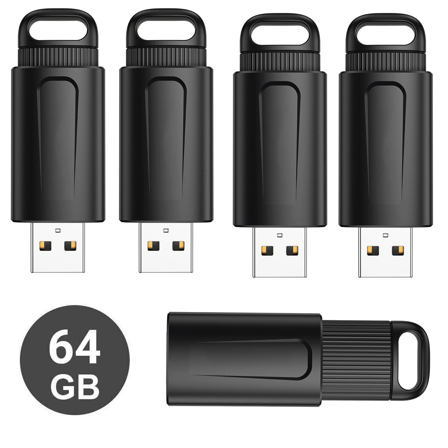 Kootion 5 Pack 64GB USB 2.0 Flash Drive USB Memory Sticks External Drive Black
