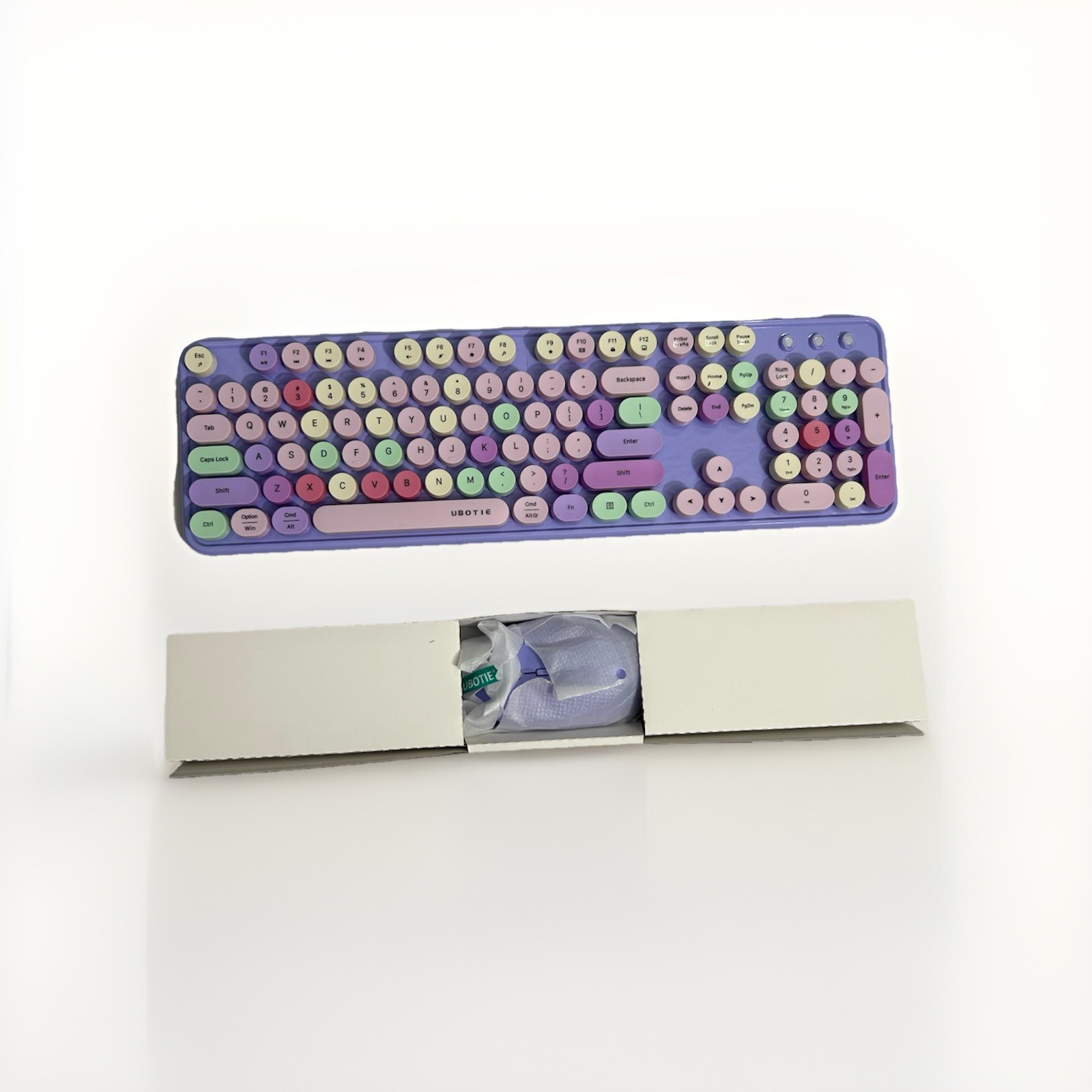Ubotie Keyboard With Mouse Color: Purple Multicolored