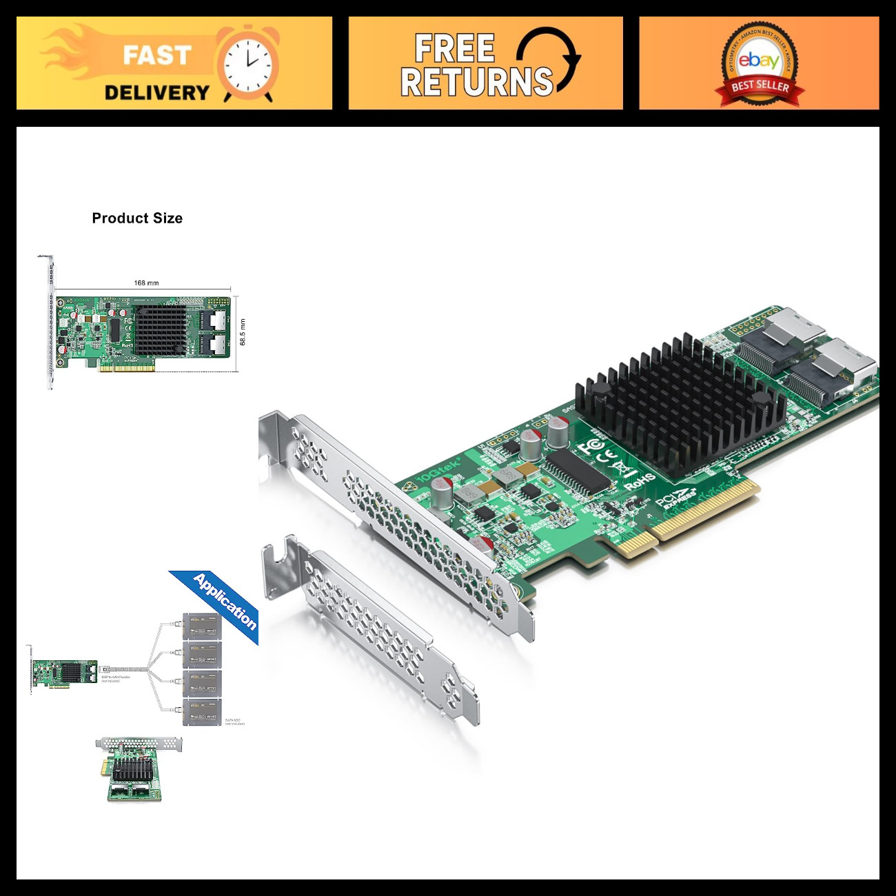 PCI Express SAS/SATA HBA RAID Controller Card, 6Gb/s, SAS2008 Chip, X8 Slot
