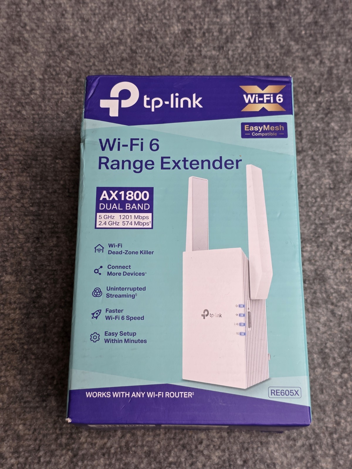 TP-Link RE605X AX1800 Wi-Fi 6 Range Extender Dual Band Gigabit Wireless Mesh NIB