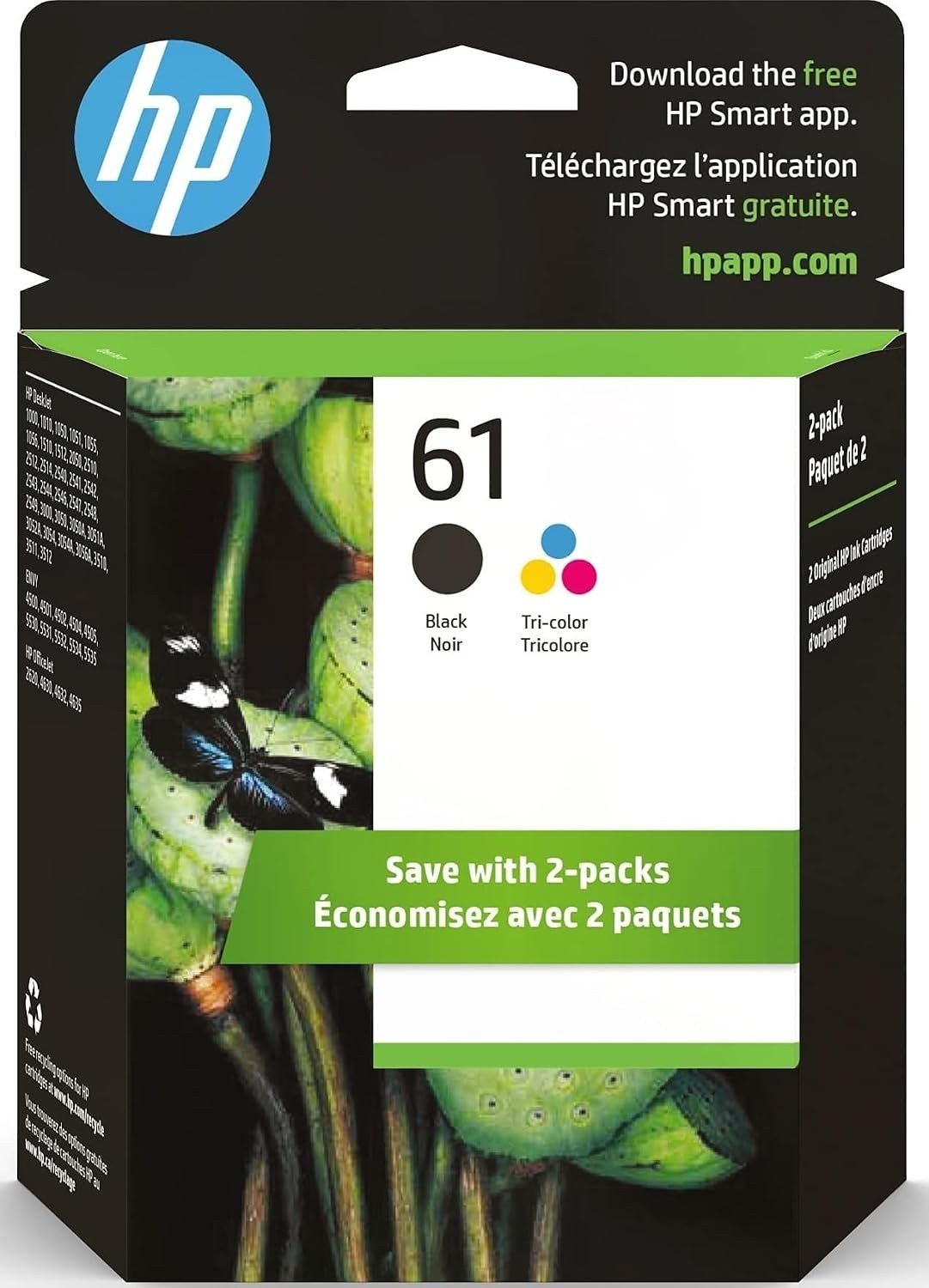 Genuine HP 61 Black and Tri-Color 2 Pack Ink Cartridges Original Exp - 01/27