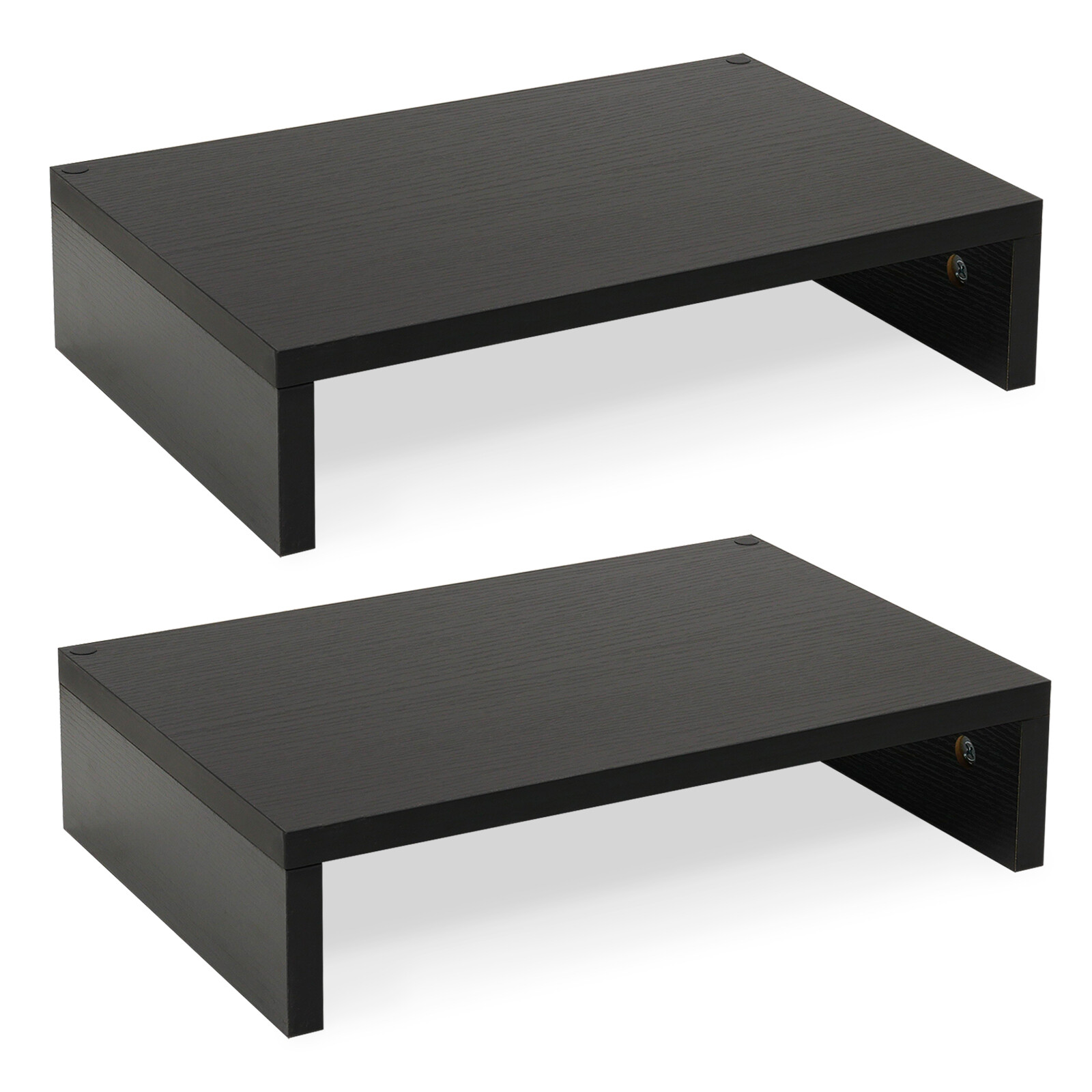 Monitor Stand Riser-2 Pack,Wood 2 Tier Adjustable Dual Monitor Riser Black