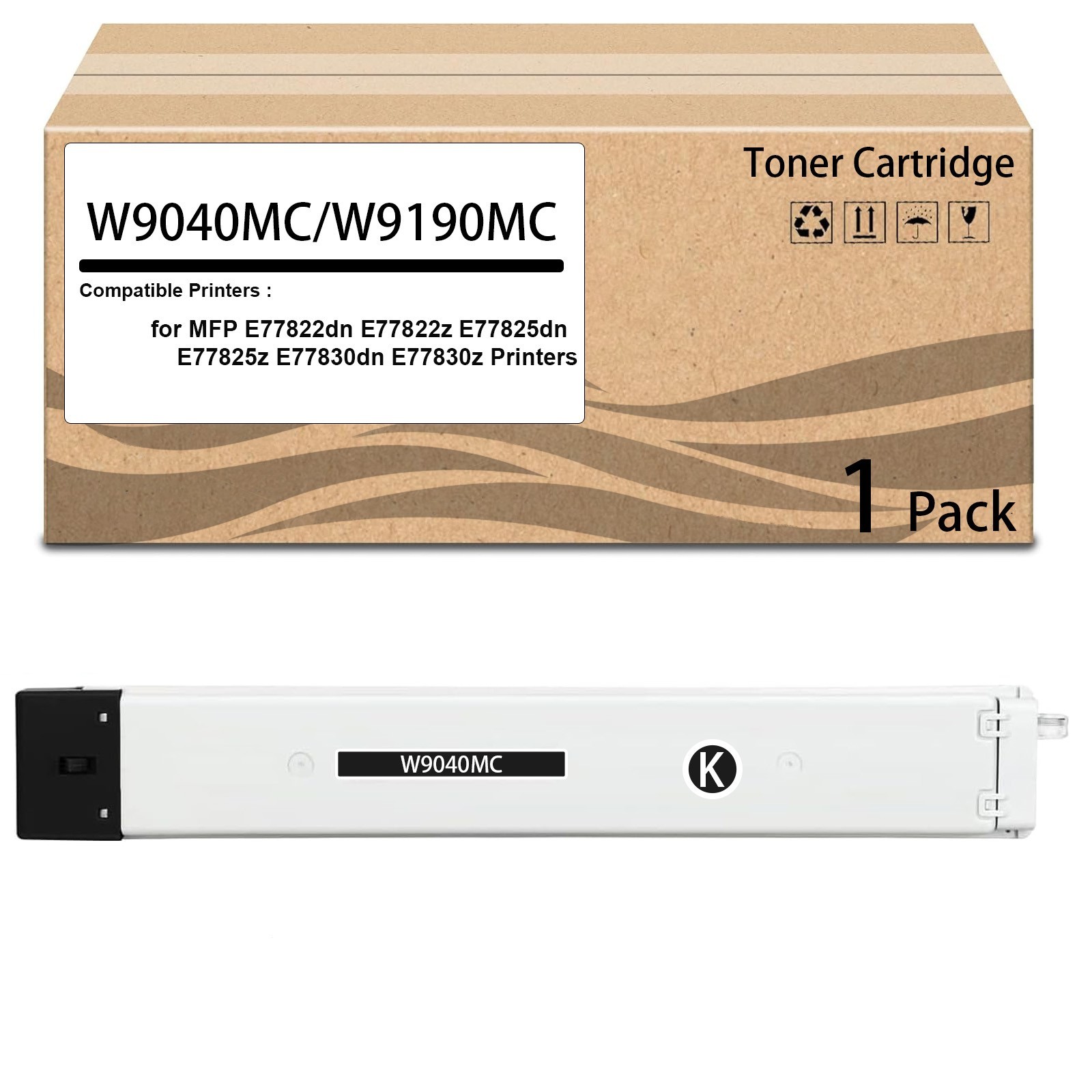 1 Pack w9040mc W9190mc BLack Toner Cartridge Compatible for MFP E77822dn E77822z