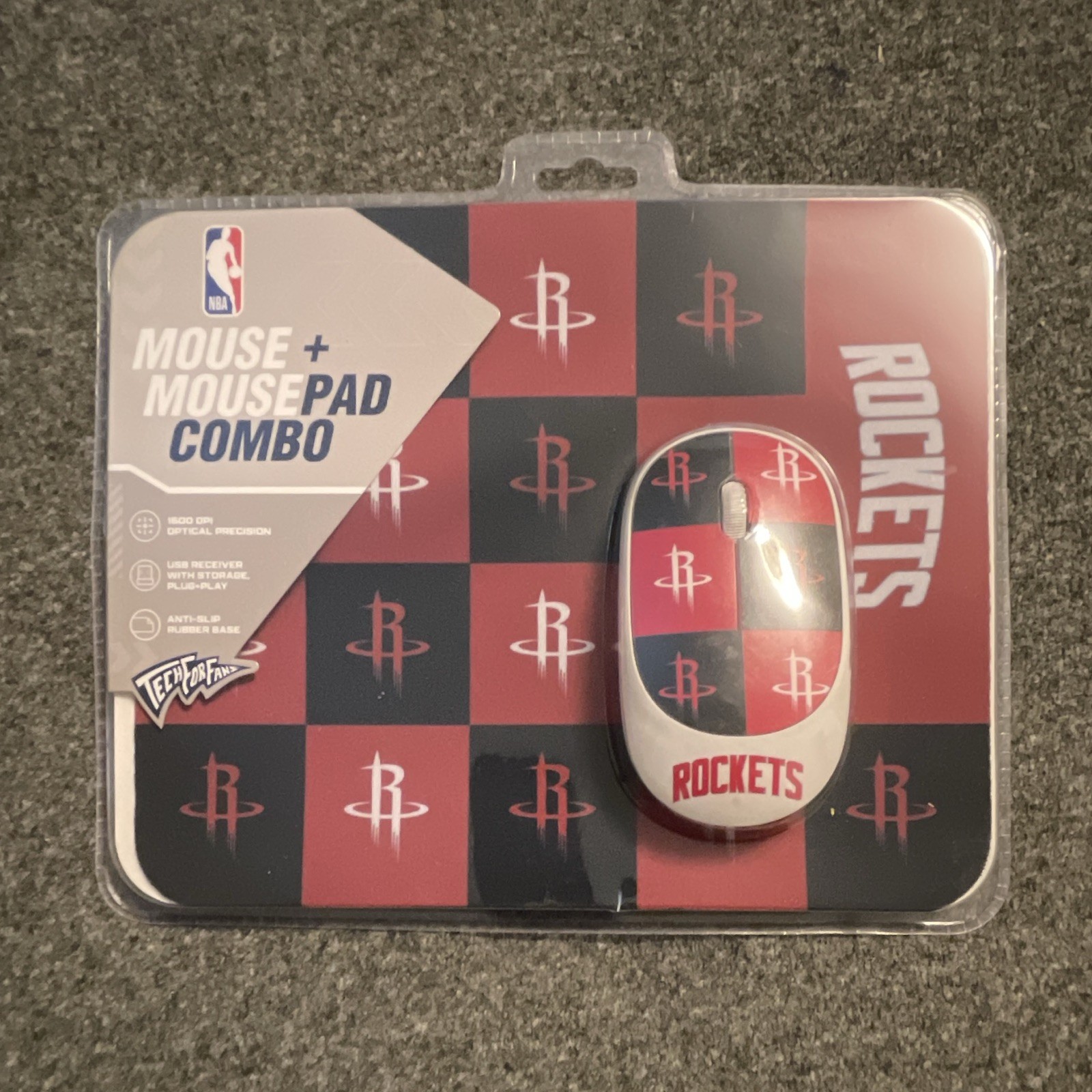 Tech for Fans Houston Rockets Mouse Pad Combo, Non-Slip Patterned Red/Black