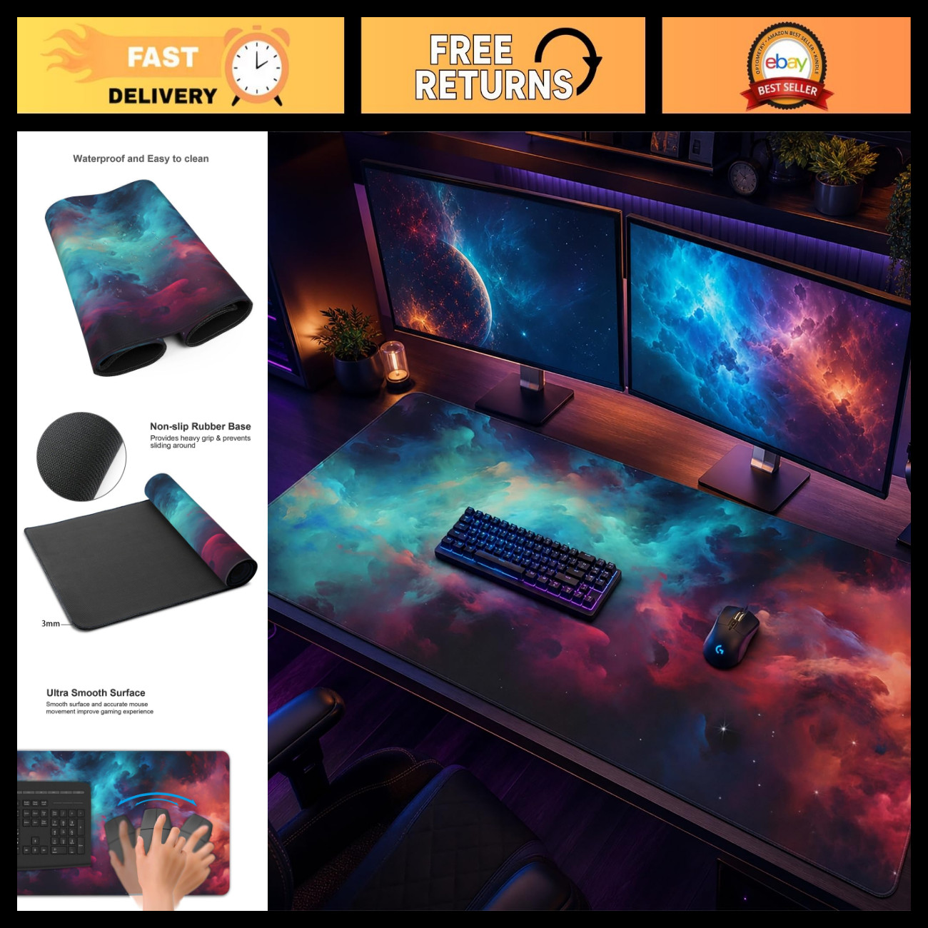 Extra Large 3XL Gaming Mouse Pad - Oversized 48x24 Inch Huge Desk Mat