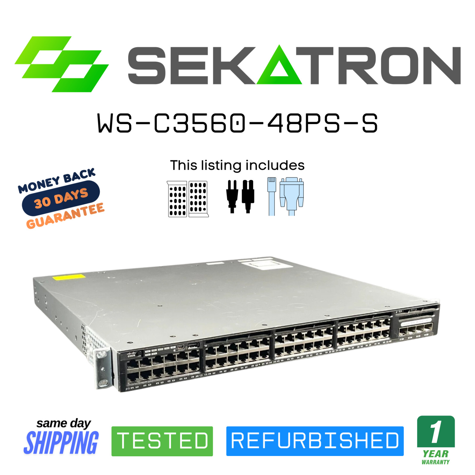 🔀 Cisco WS-C3650-48PS-S • 48-Port PoE+ Gigabit Switch ⚡ Fast Ship