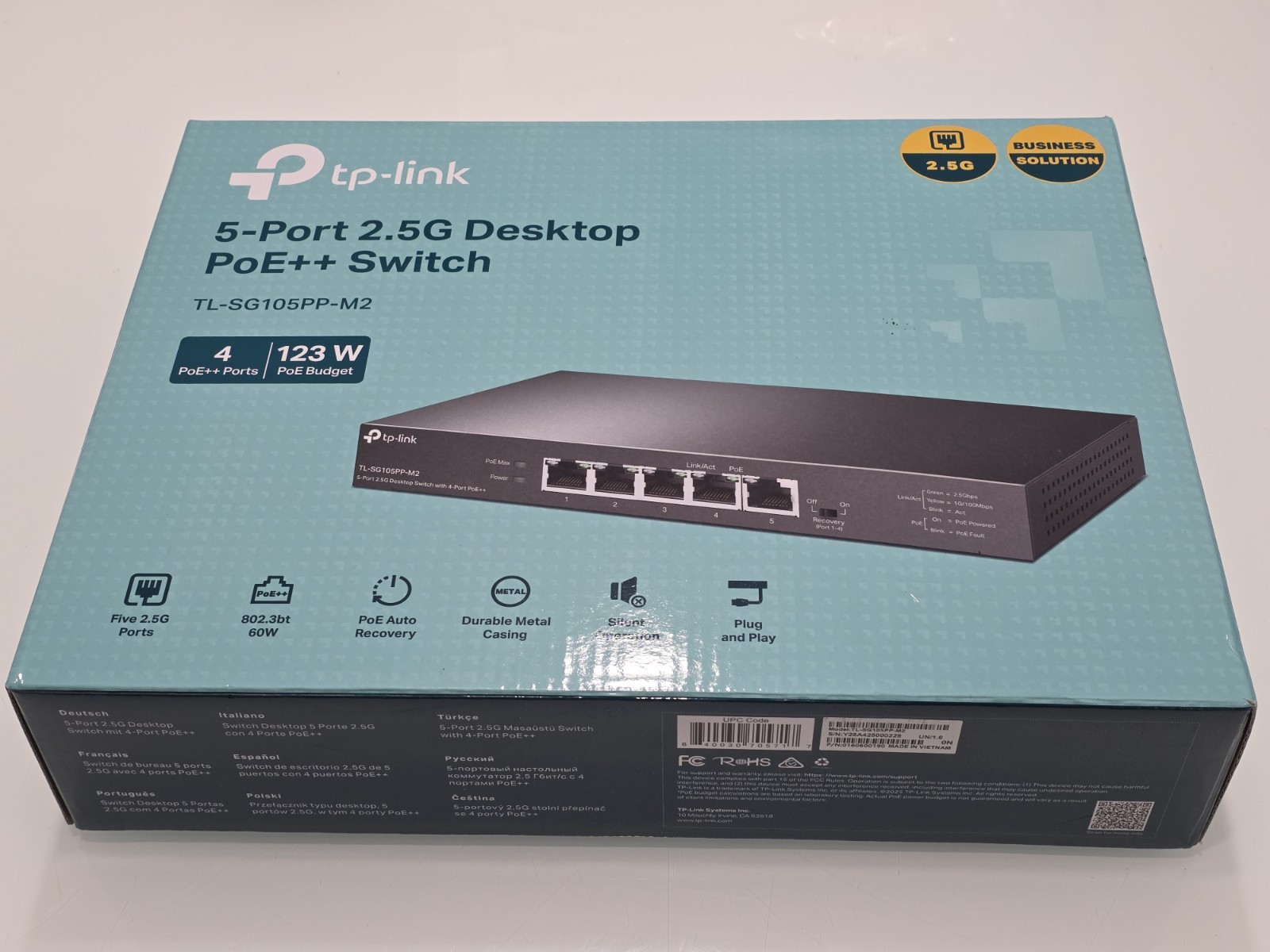 TP-Link TL-SG105PP-M2 5-Port 2.5G Switch 4-Port PoE++ 160W Used