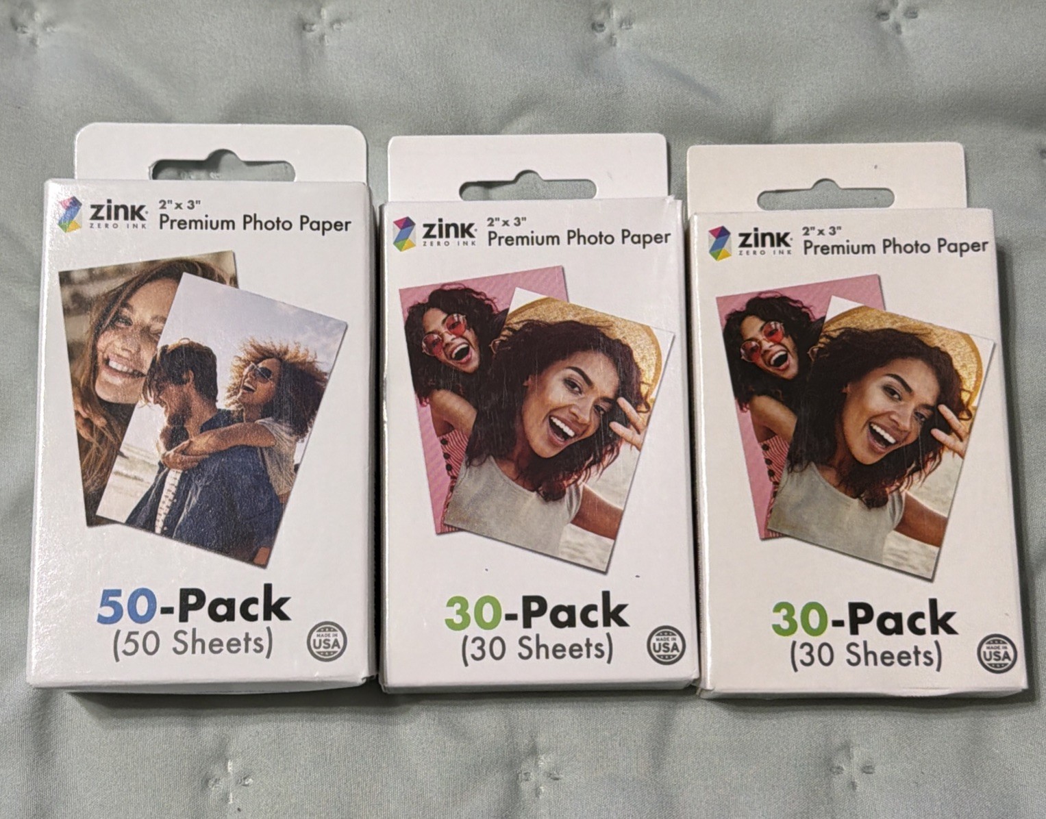 (1 Pack of 50, 2 Packs of 30) Zink 2"x3" Premium Photo Paper