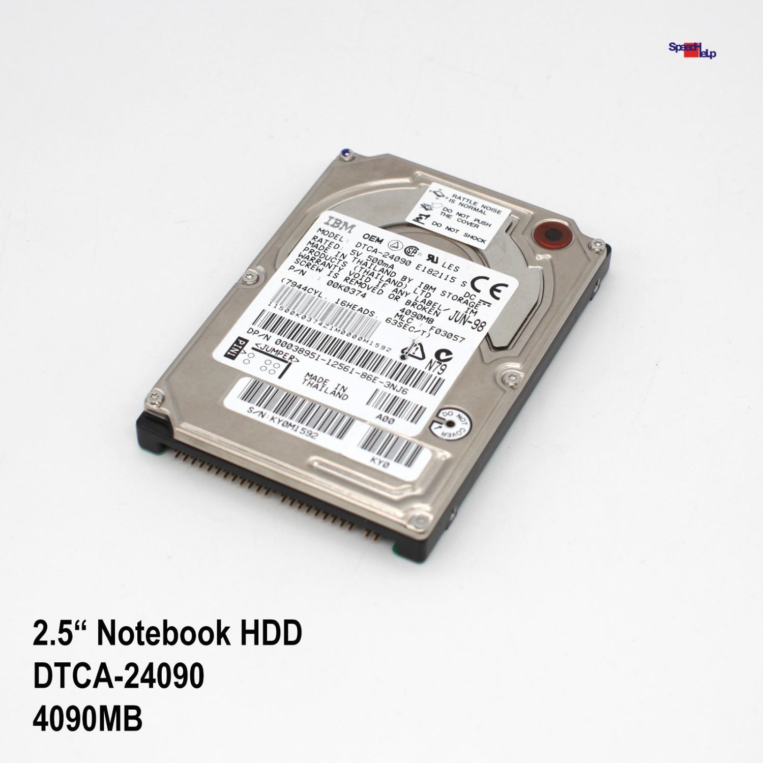 Ibm Dtca-24090 4090mb 2.5" Inch Notebook Laptop Hdd Hard Disk 00k0374
