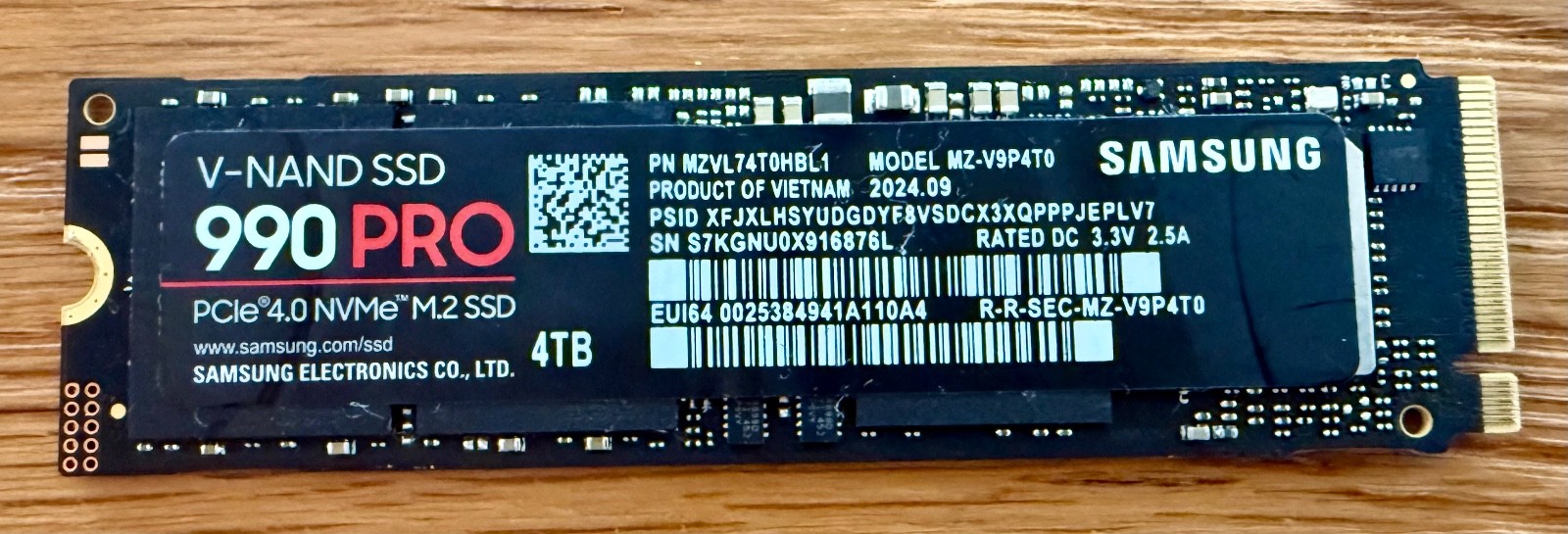 Samsung 990 PRO 4TB M.2 NVMe SSD Health Grade A/100% MZ-V9P4T0 MZVL74T0HBL1