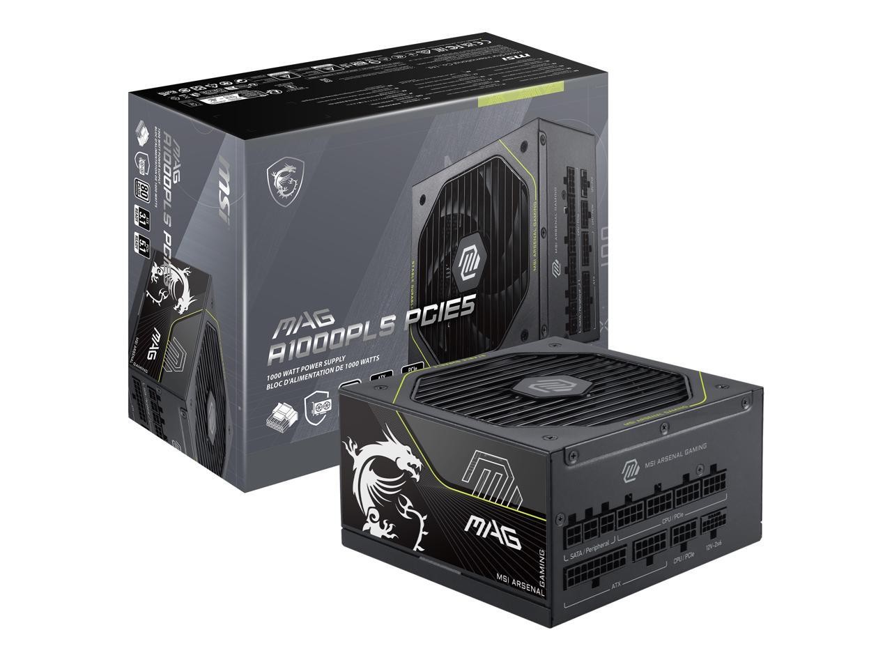 MSI MAGA1000PLSPCIE5 MAG A1000PLS 1000W Fully Modular PSU - PCIe 5 - 80+ Gold