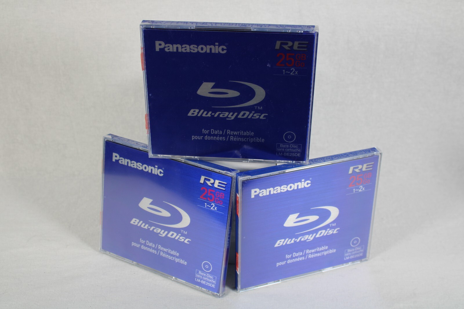 3x Panasonic LM-BE25DE Blu-ray Rewritable Disc 25GB Single NEW Japan