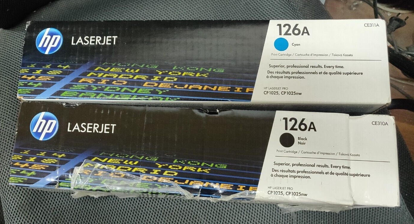 Genuine HP 126A Toner Cartridges 1x CE311A Cyan 2x CE310A Black 1x CE312A Yellow