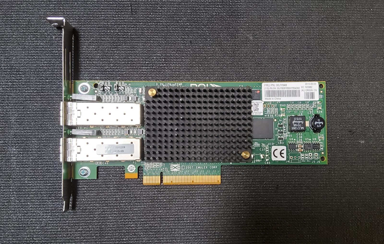 IBM Emulex Dual Port 8Gbe SFP Low Profile NIC 00JY848 LPE12002 W/ 2X SFP