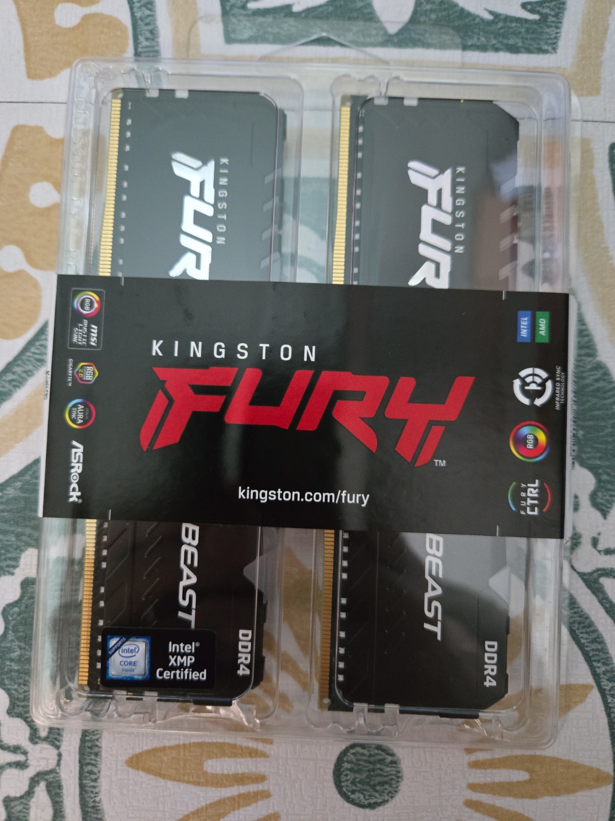 Kingston FURY Beast RGB 16GB (2 x 8GB) PC4-25600 (DDR4-3200) UDIMM Memory -...