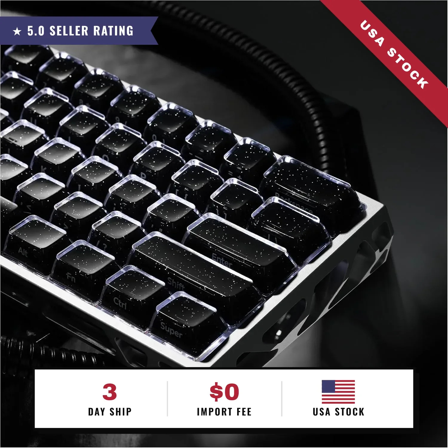 OHY XVX Starry Side-Printed Translucent Black Crystal MDA Profile Keycap Set (Sp
